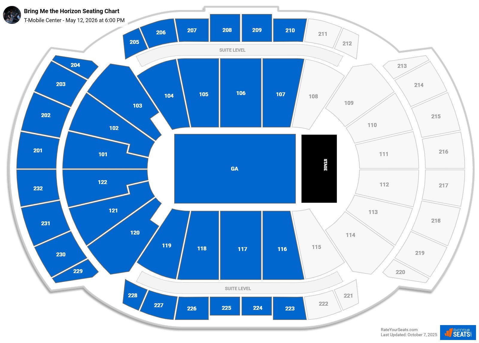 Bring Me the Horizon seating chart T-Mobile Center