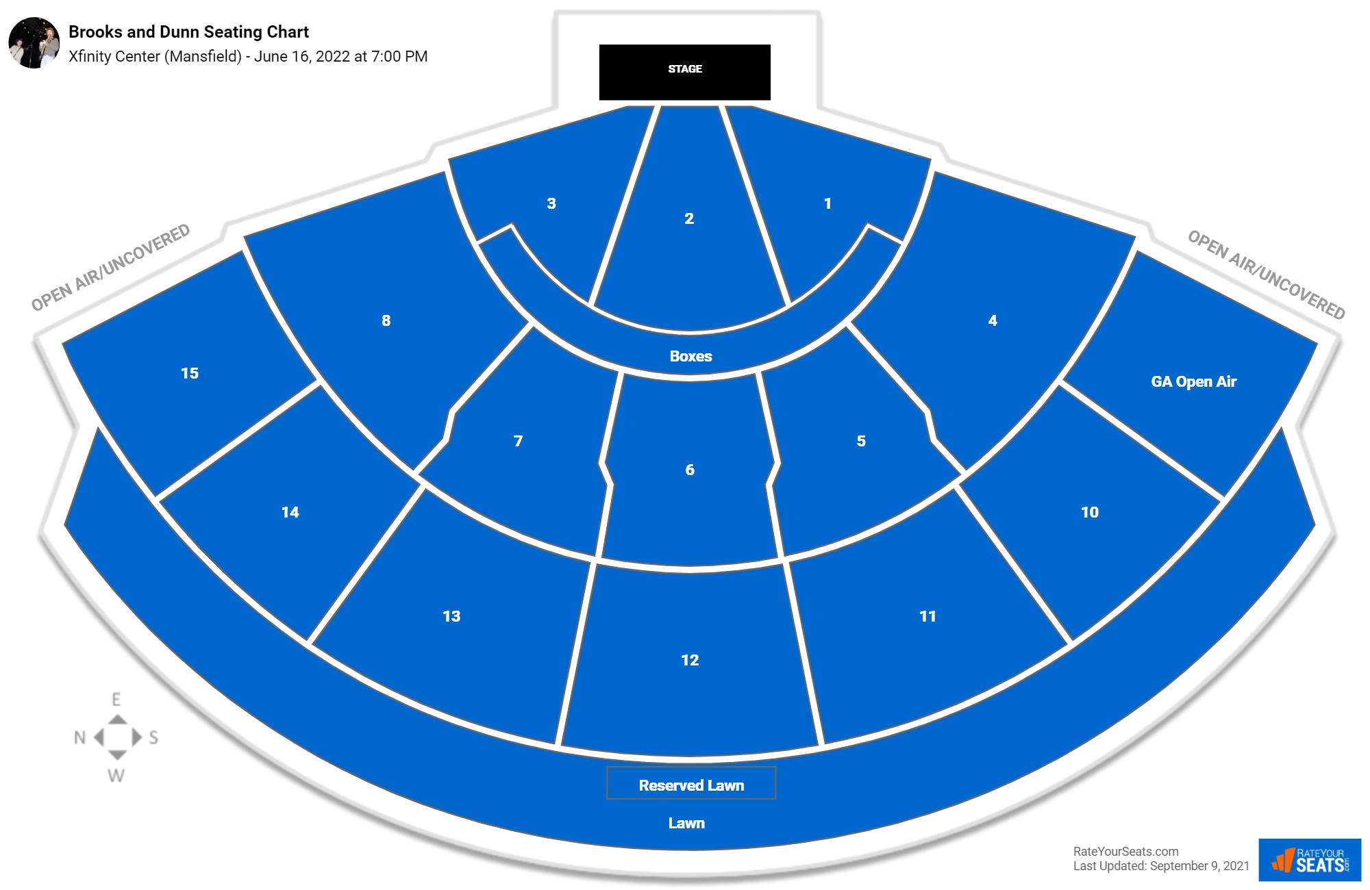 Brooks and Dunn seating chart Xfinity Center (Mansfield)