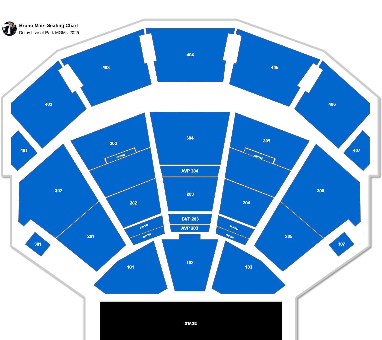 Bruno Mars seating chart Dolby Live at Park MGM