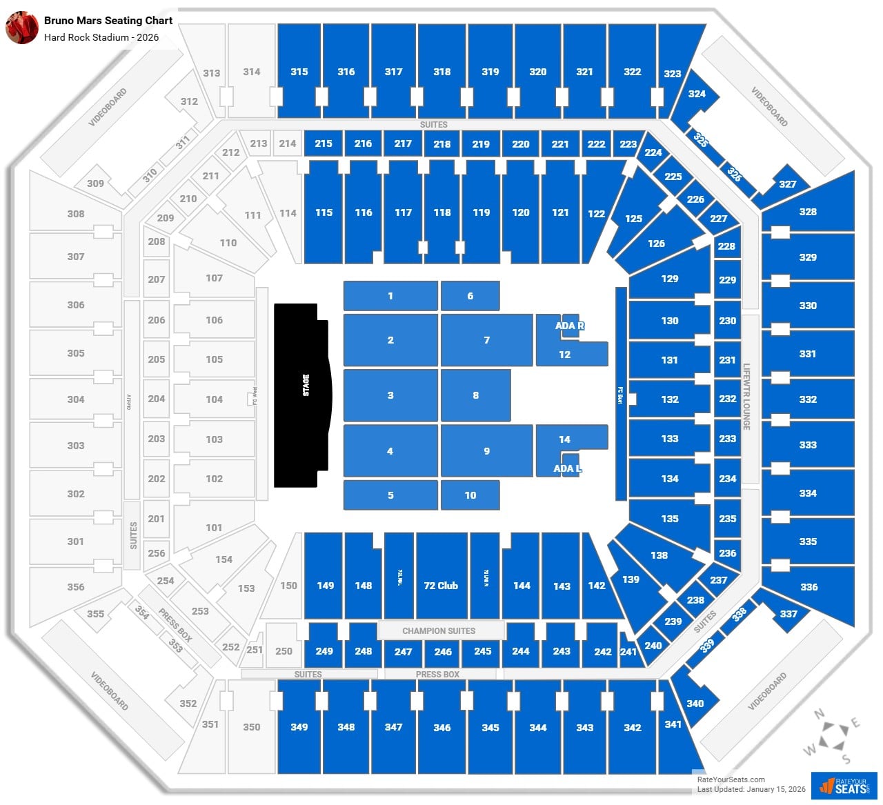 Bruno Mars seating chart Hard Rock Stadium