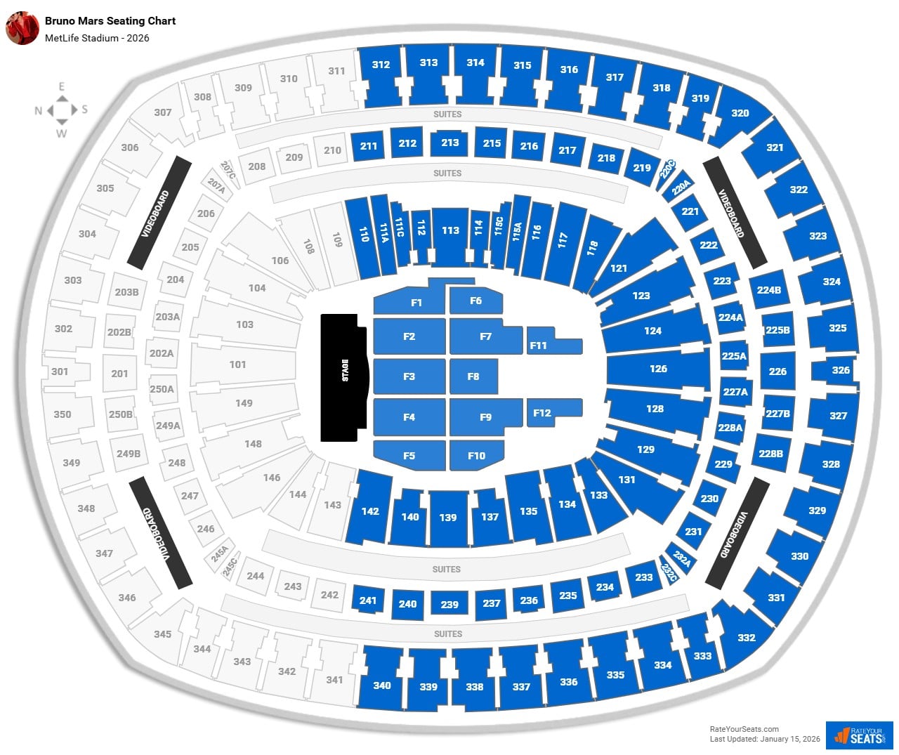 Bruno Mars seating chart MetLife Stadium