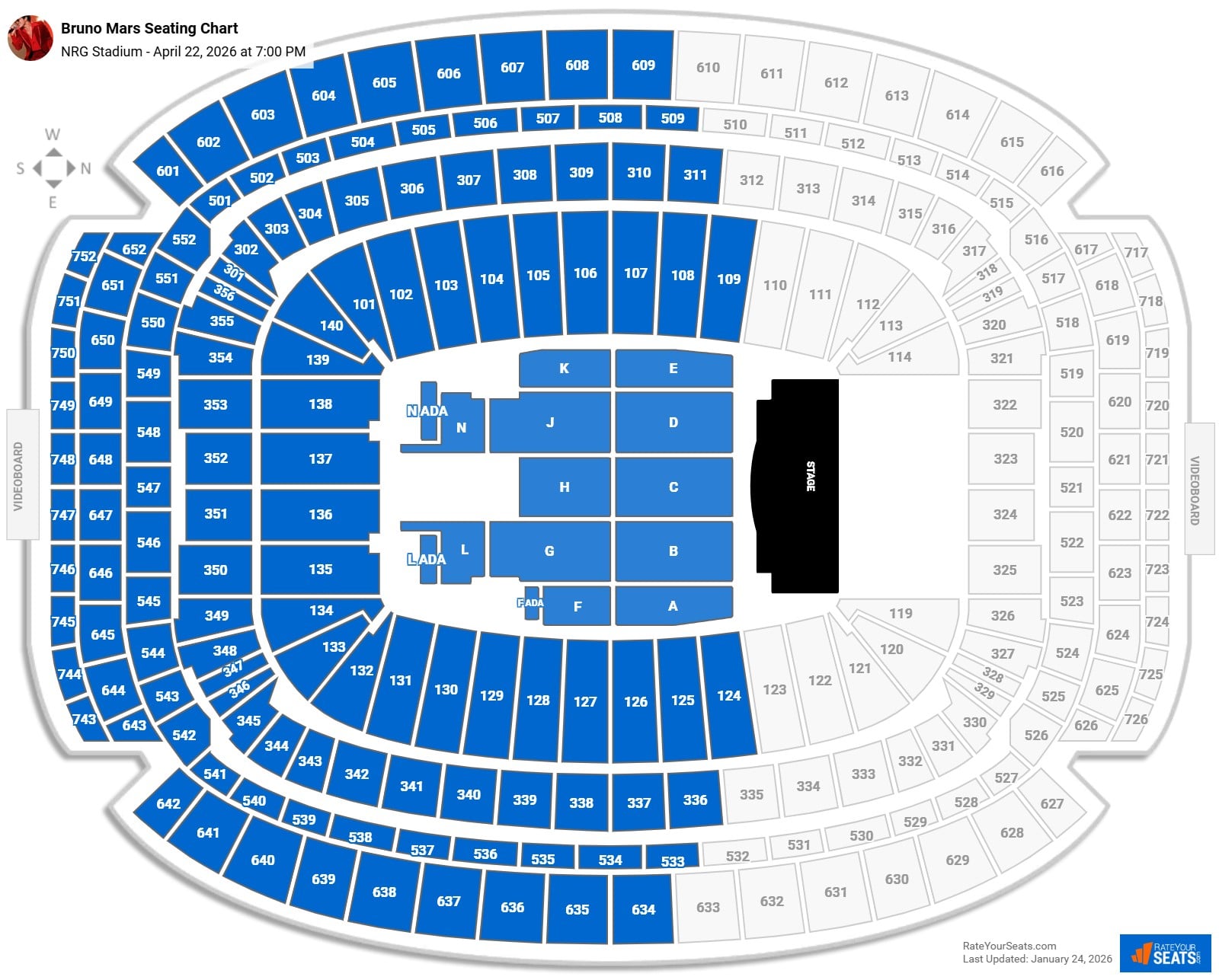 Bruno Mars seating chart NRG Stadium