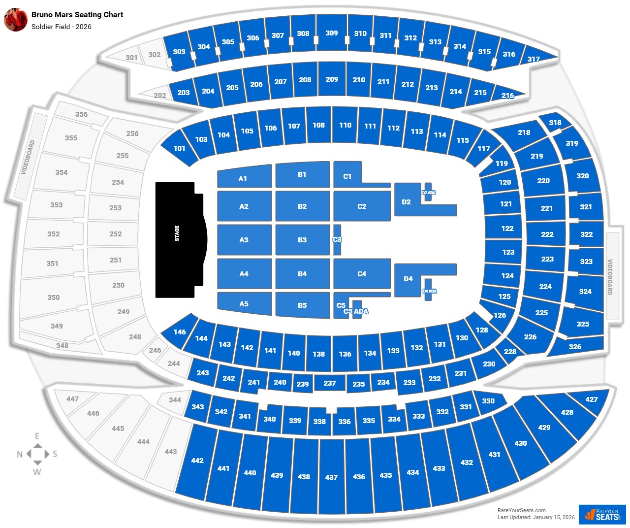 Bruno Mars seating chart Soldier Field
