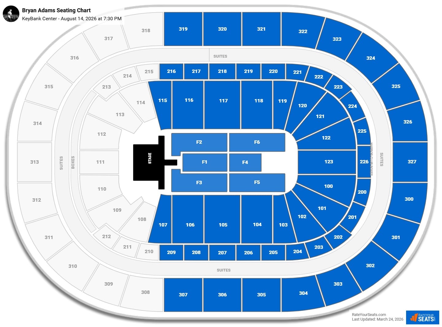 Bryan Adams seating chart KeyBank Center