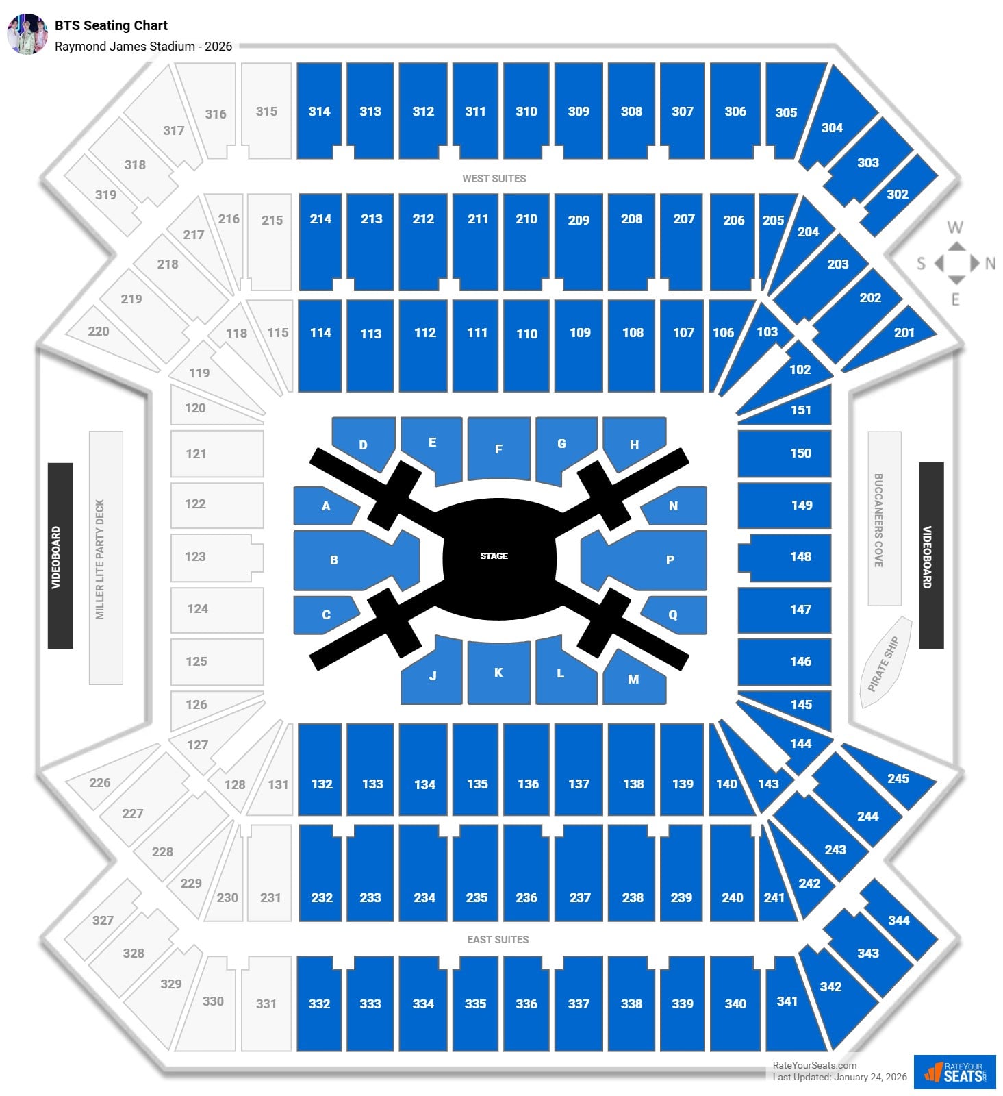 BTS seating chart Raymond James Stadium