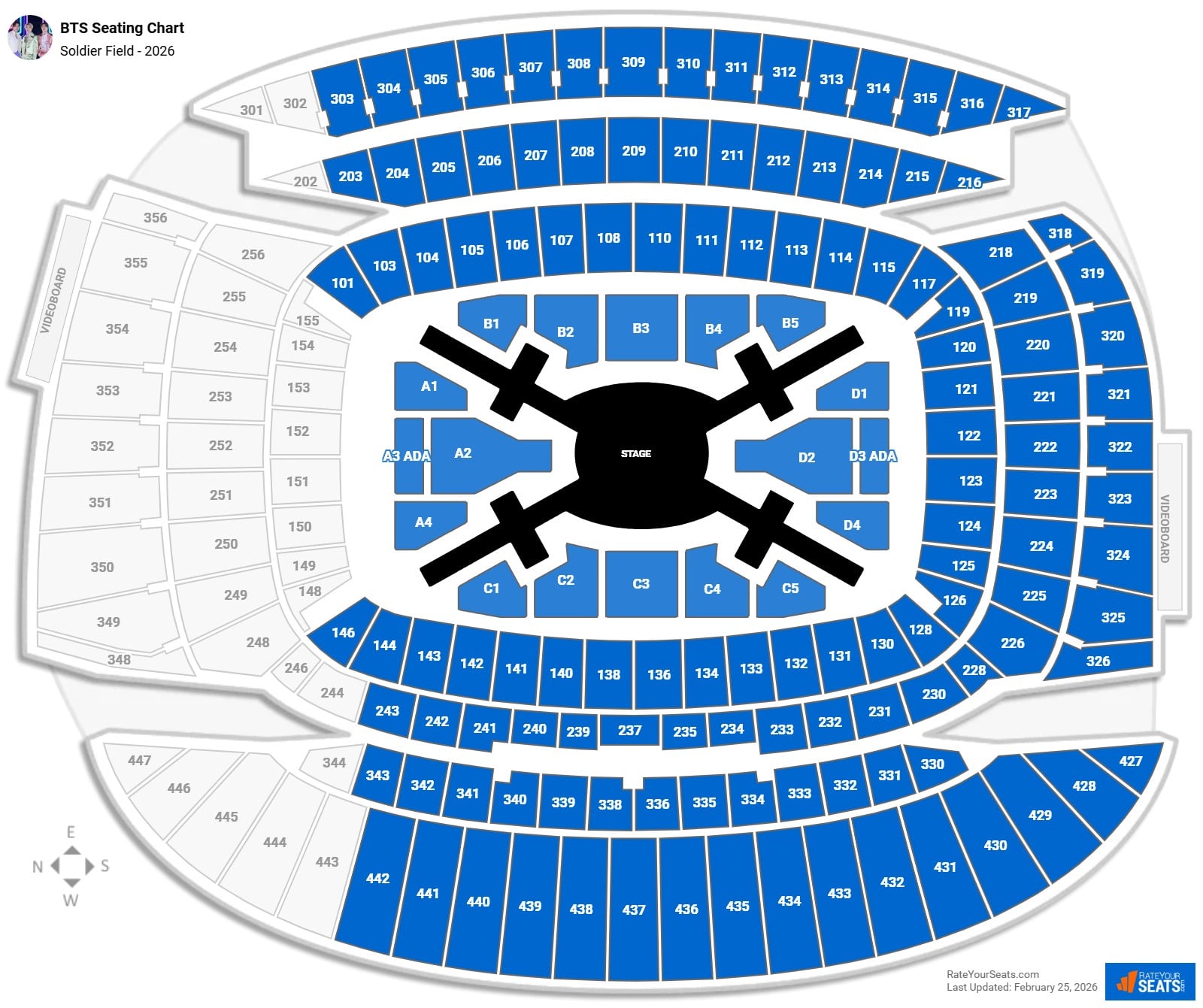 BTS seating chart Soldier Field