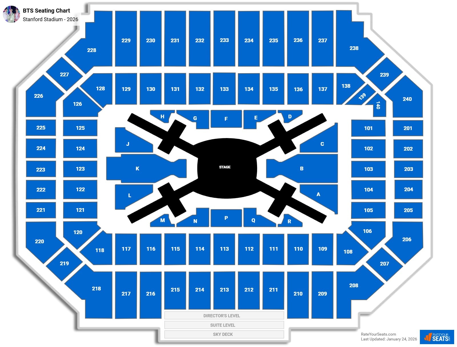 BTS seating chart Stanford Stadium