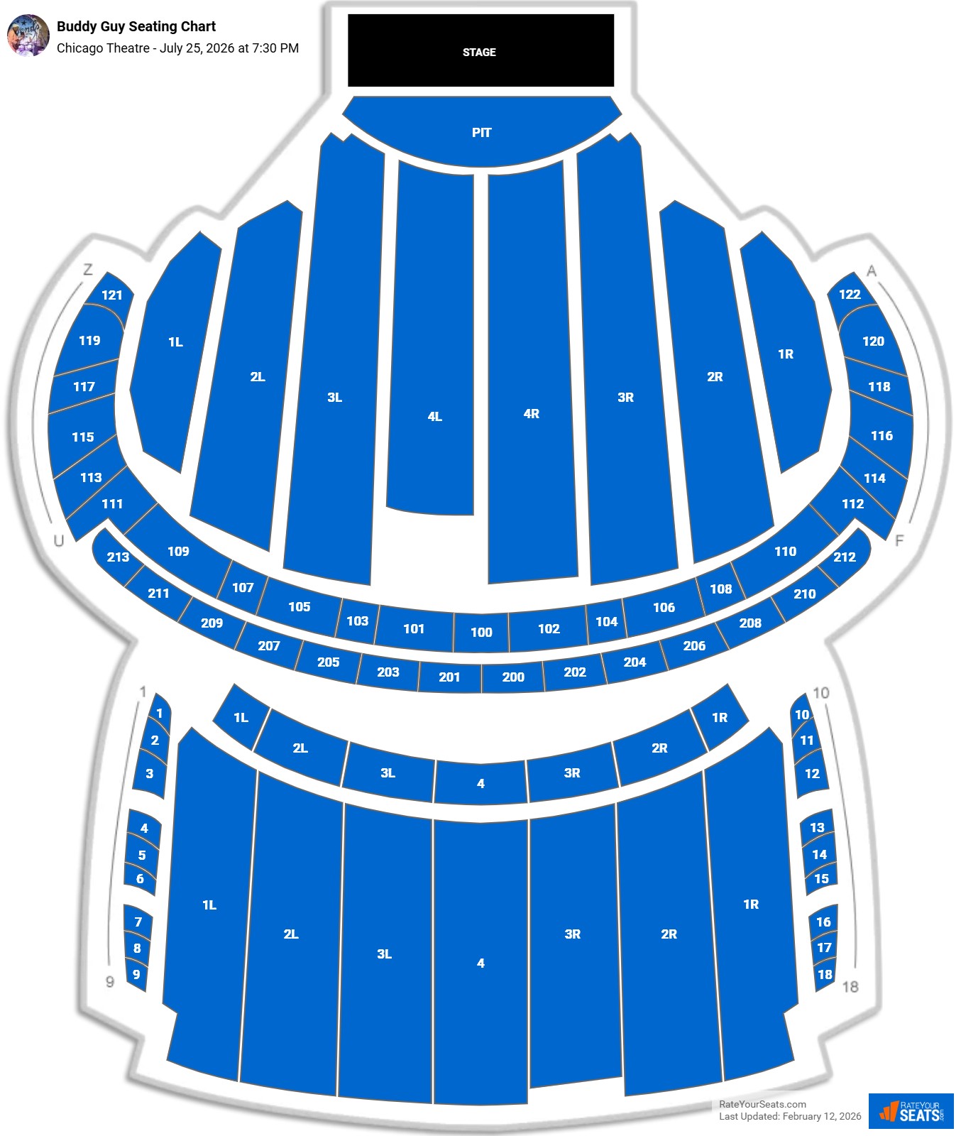 Buddy Guy seating chart Chicago Theatre