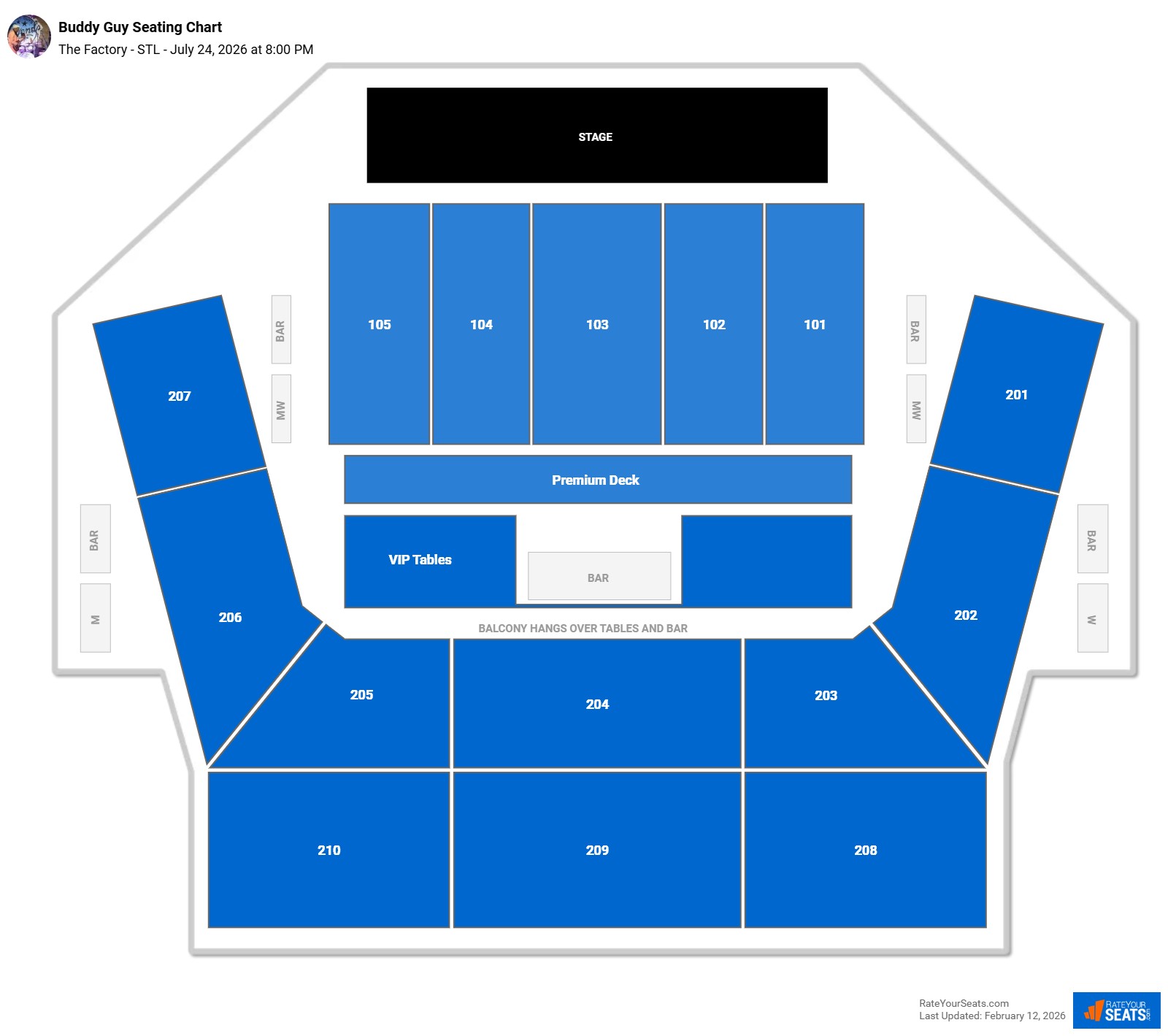 Buddy Guy seating chart The Factory - STL