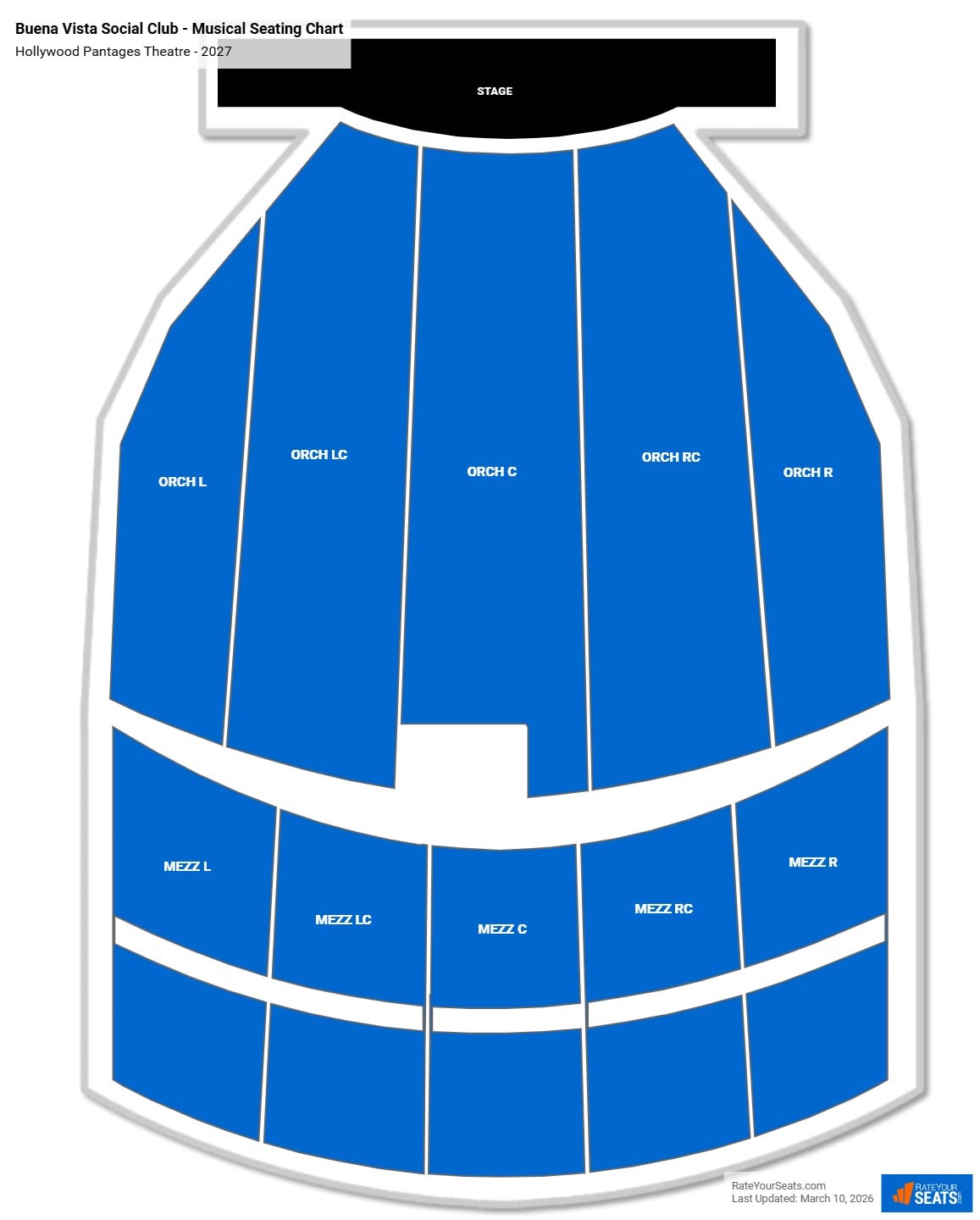 Buena Vista Social Club - Musical seating chart Hollywood Pantages Theatre