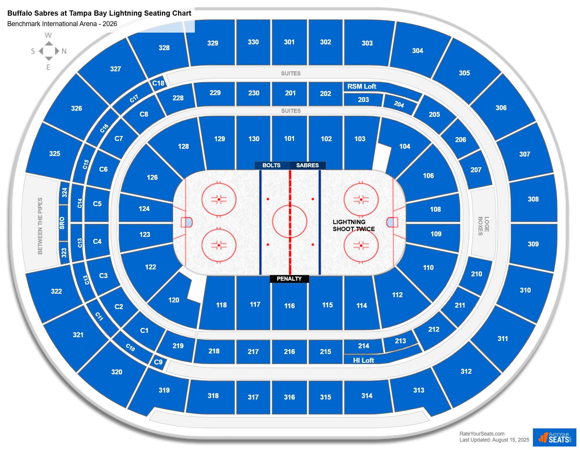 Buffalo Sabres at Tampa Bay Lightning seating chart Benchmark International Arena