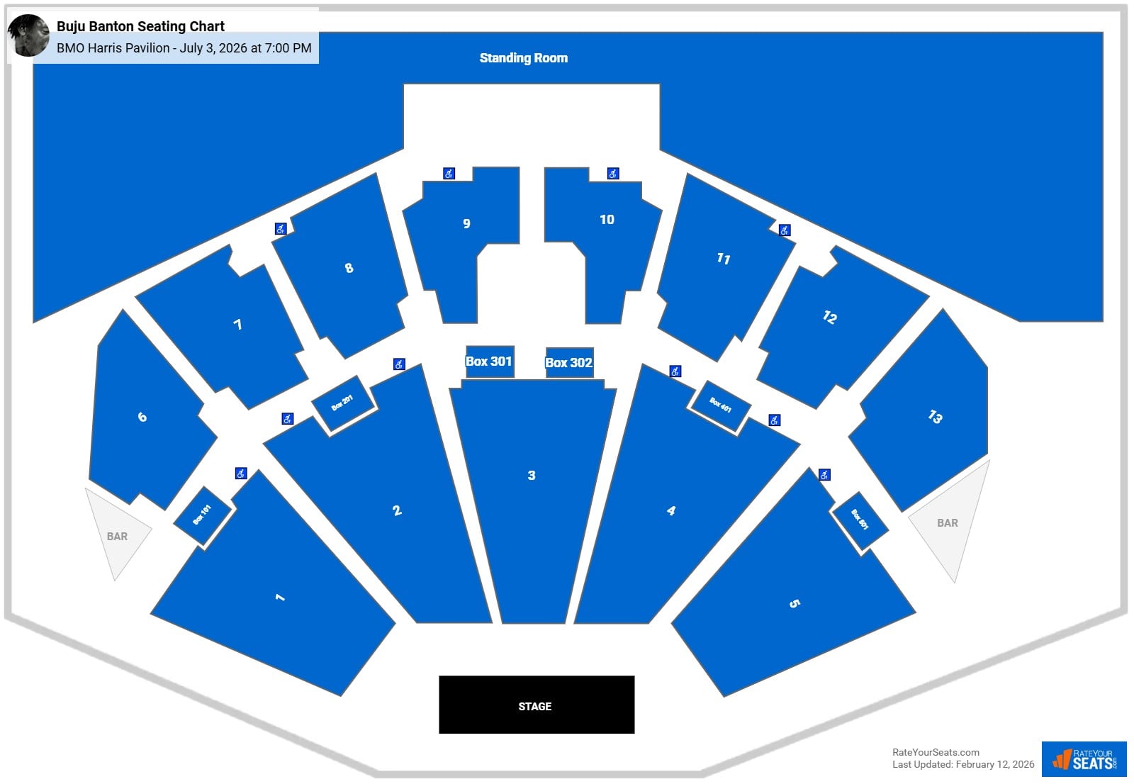 Buju Banton seating chart BMO Harris Pavilion