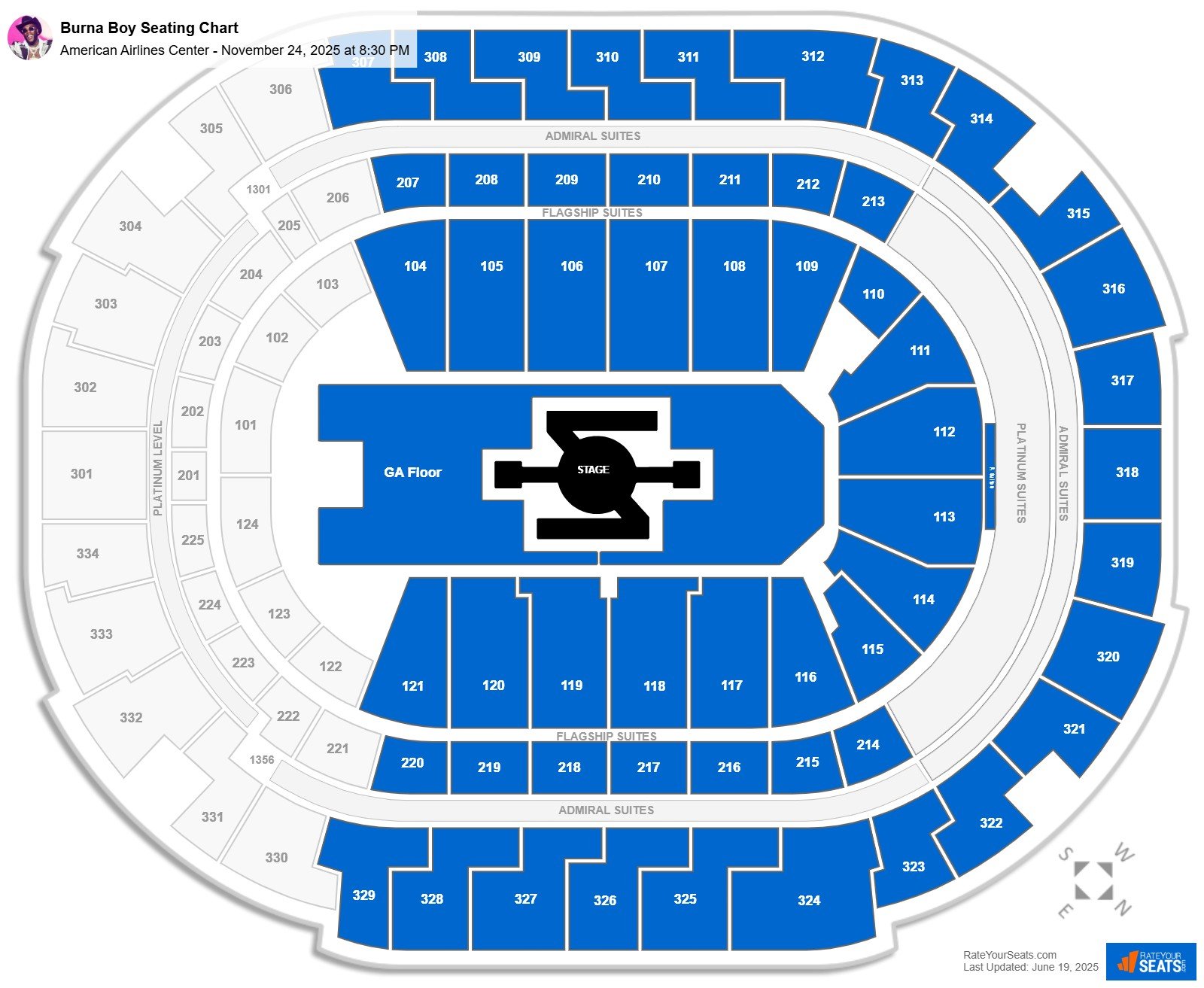 Burna Boy seating chart American Airlines Center