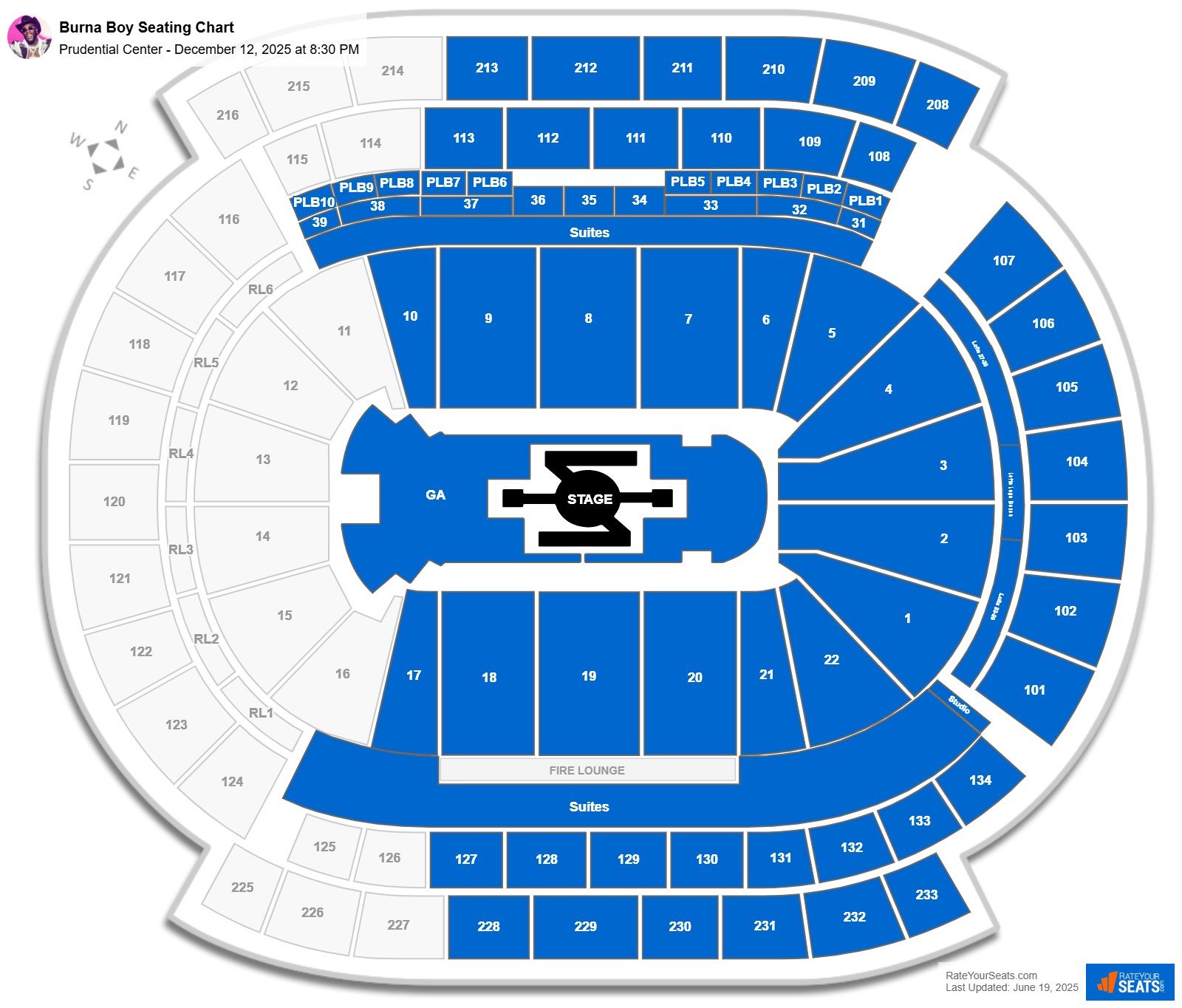 Burna Boy seating chart Prudential Center