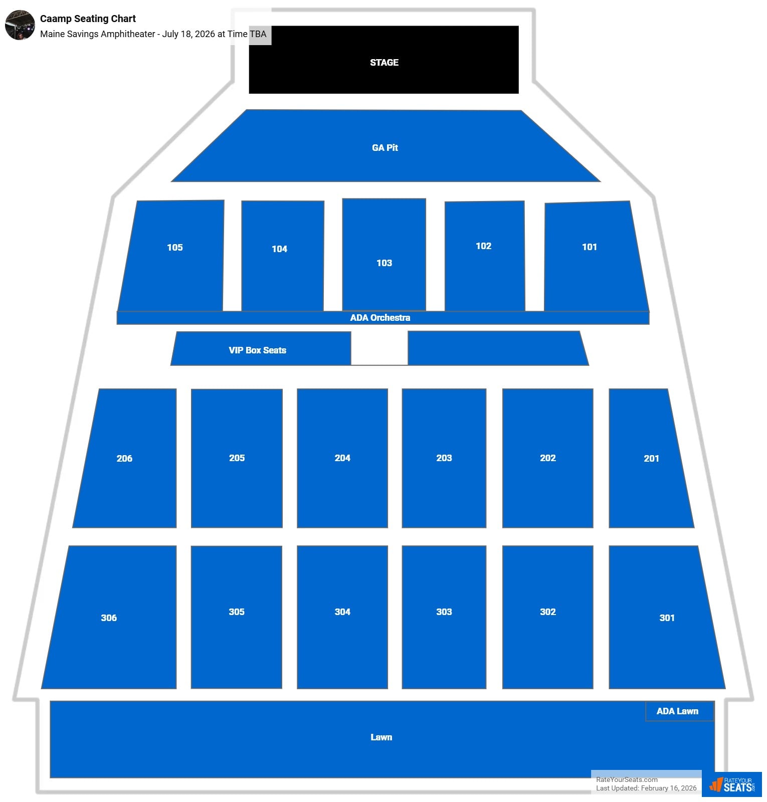 Caamp seating chart Maine Savings Amphitheater