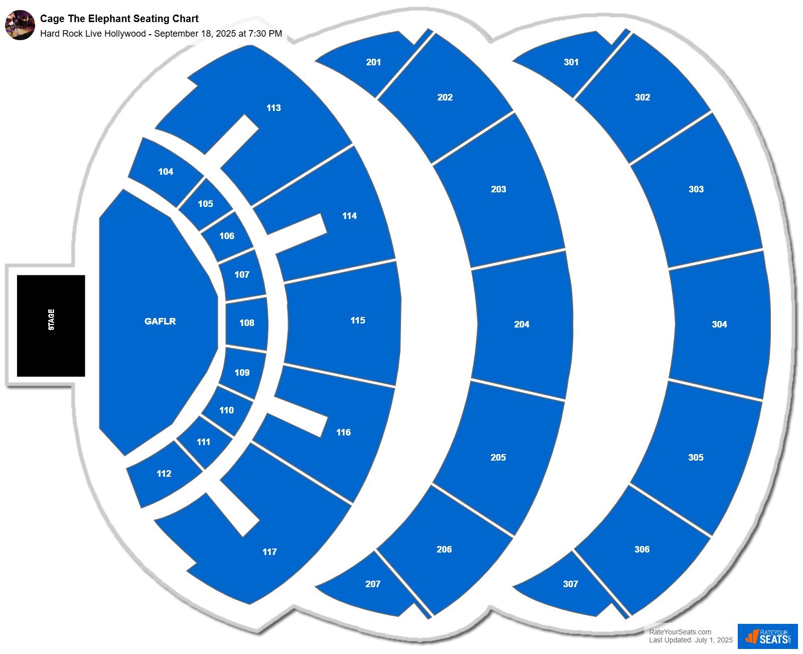 Cage The Elephant seating chart Hard Rock Live Hollywood