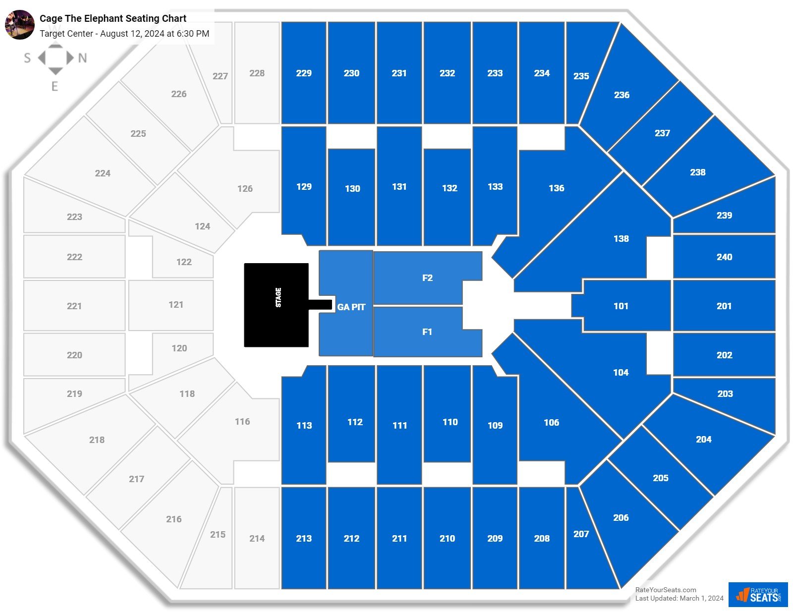 Cage The Elephant seating chart Target Center