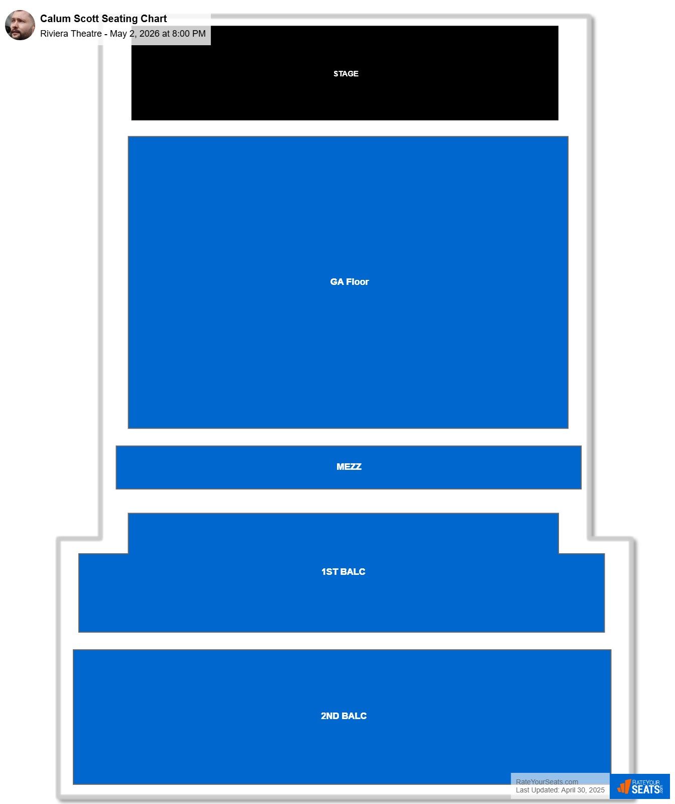Calum Scott seating chart Riviera Theatre