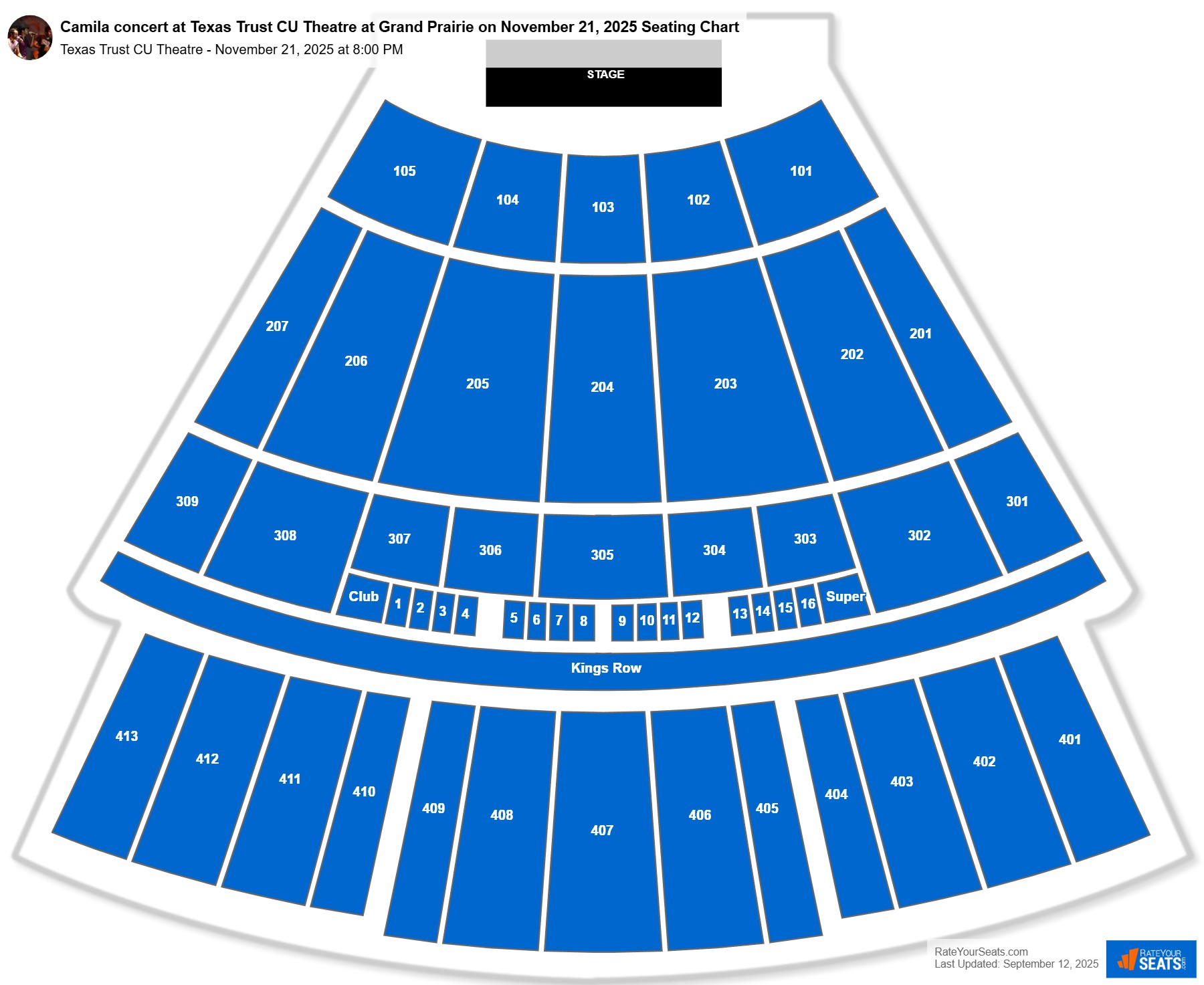 Camila seating chart Texas Trust CU Theatre