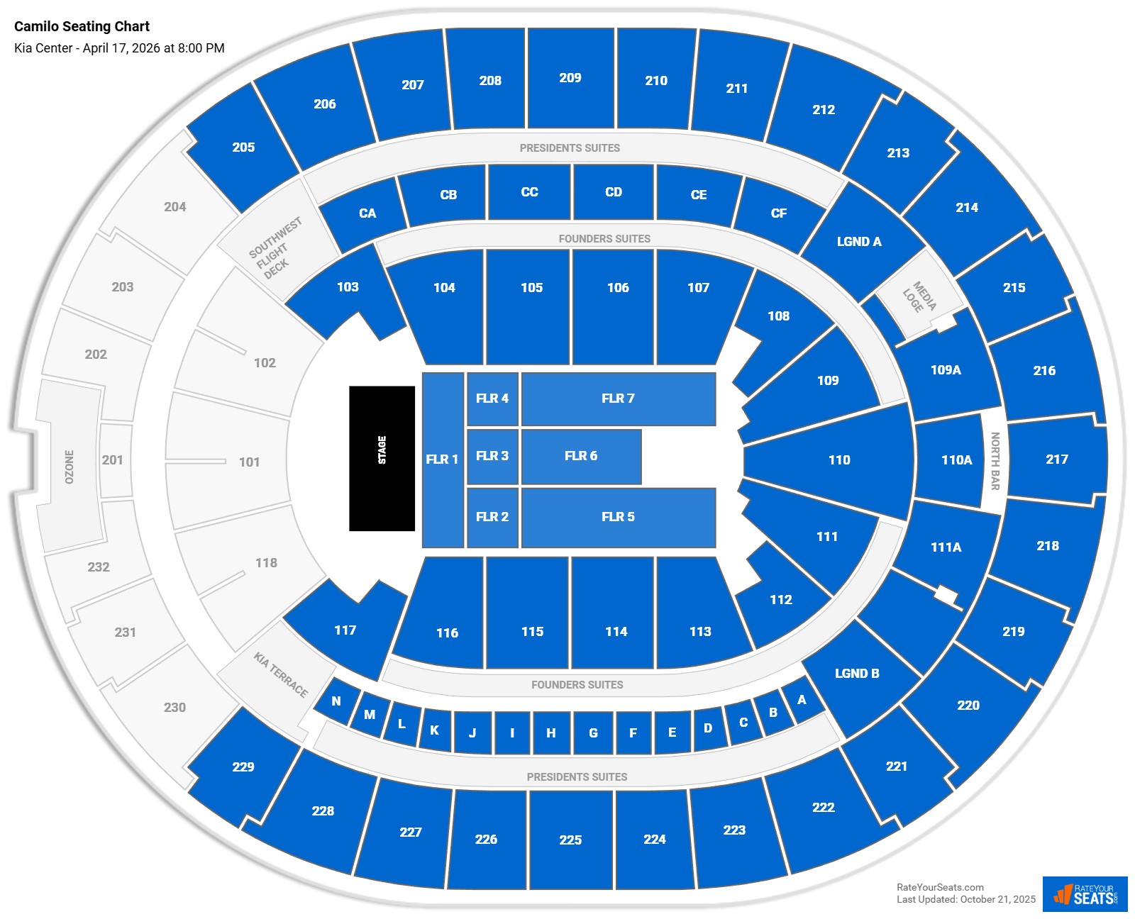 Camilo seating chart Kia Center