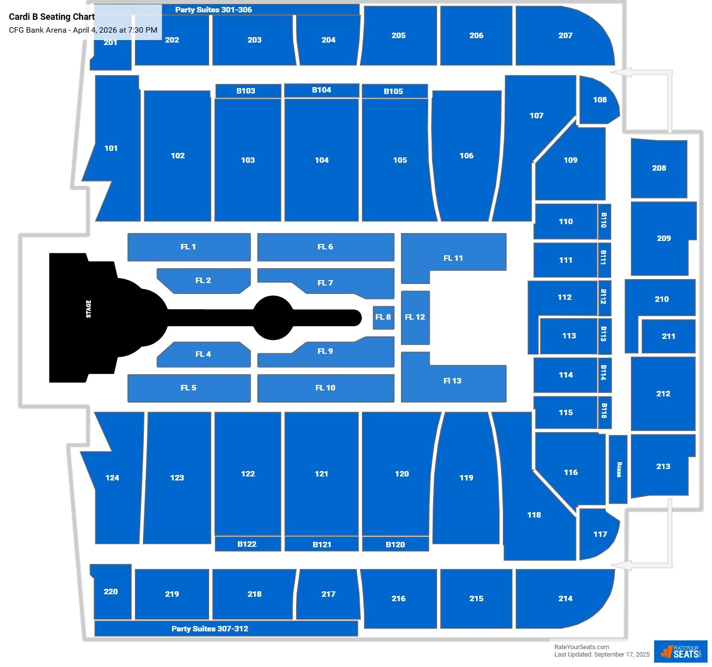 Cardi B seating chart CFG Bank Arena
