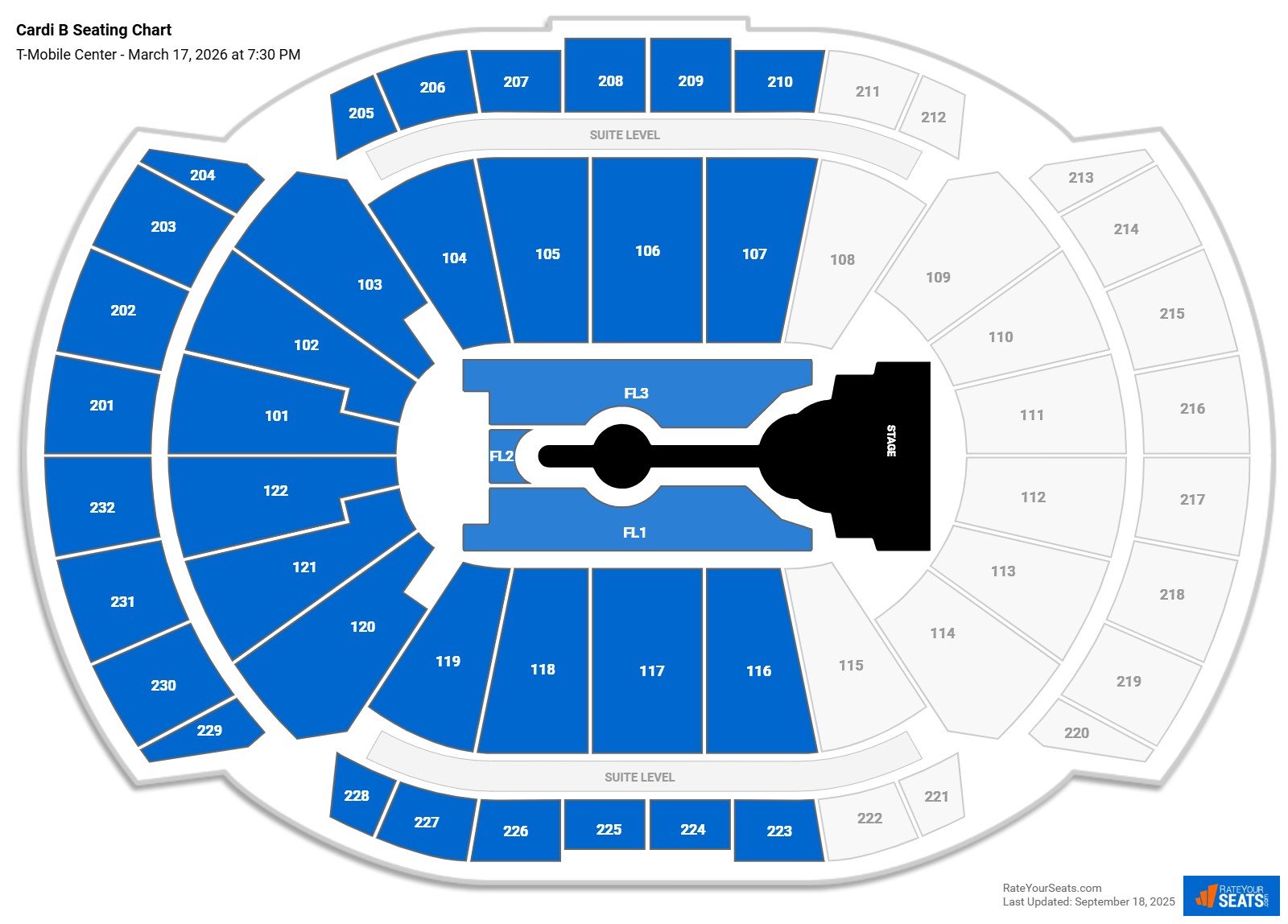 Cardi B seating chart T-Mobile Center