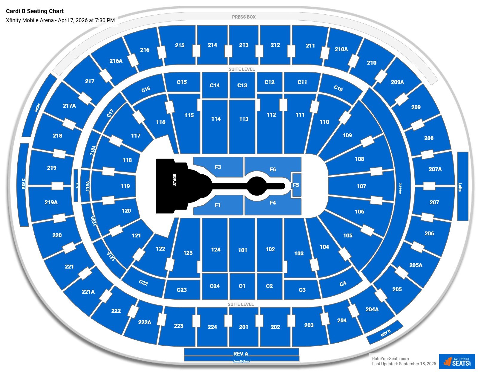 Cardi B seating chart Xfinity Mobile Arena
