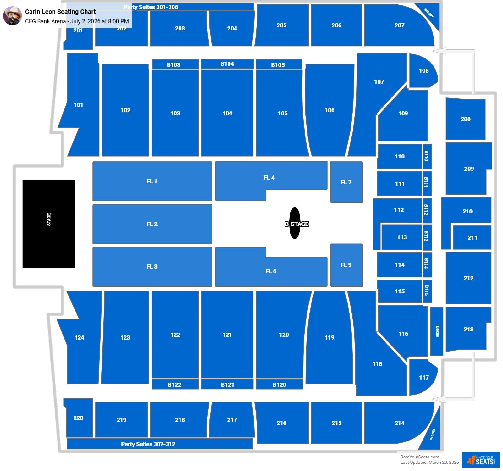 Carin Leon seating chart CFG Bank Arena