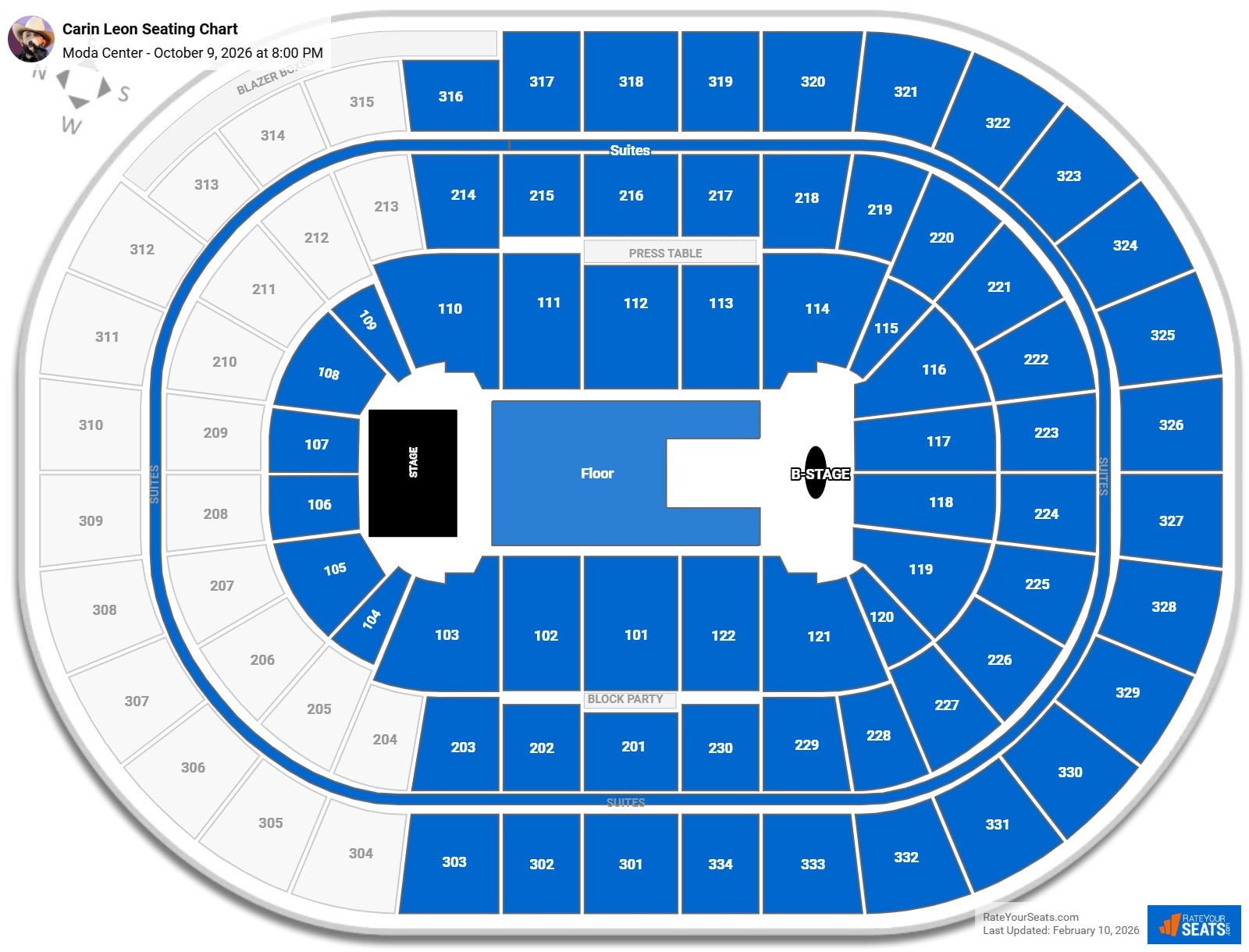 Carin Leon seating chart Moda Center