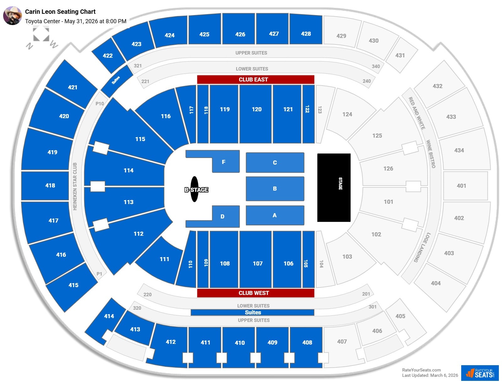 Carin Leon seating chart Toyota Center