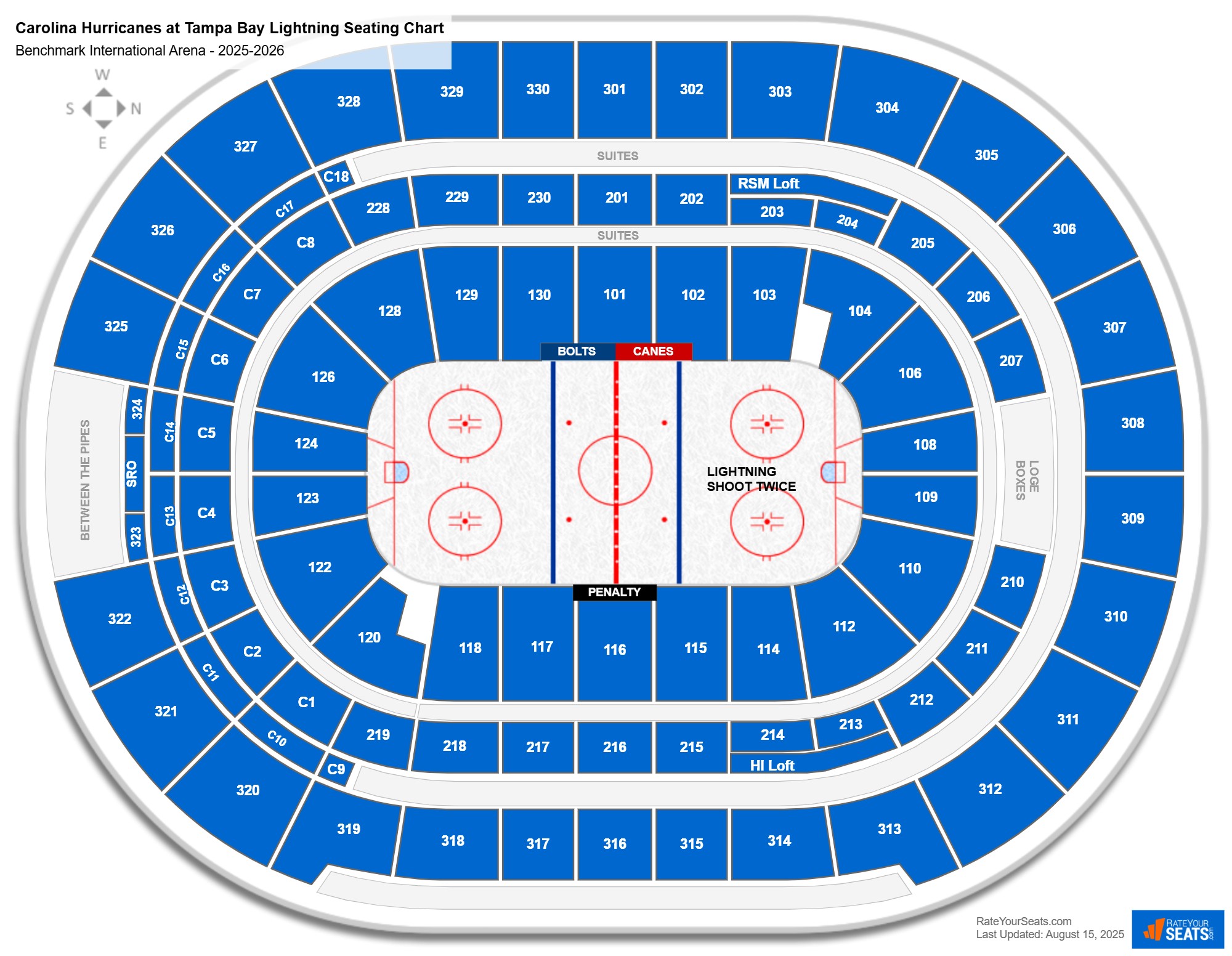 Carolina Hurricanes at Tampa Bay Lightning seating chart Benchmark International Arena