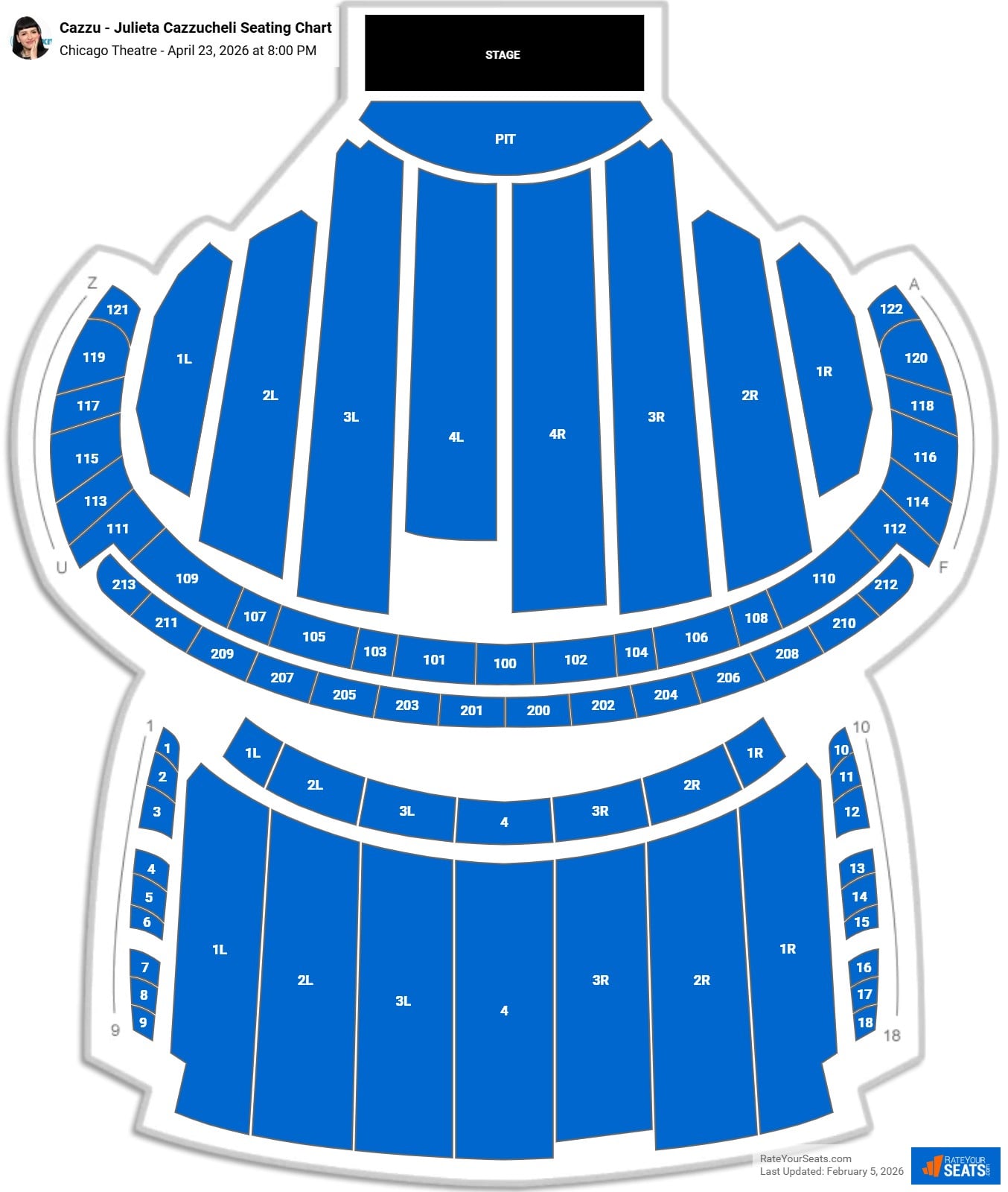 Cazzu - Julieta Cazzucheli seating chart Chicago Theatre