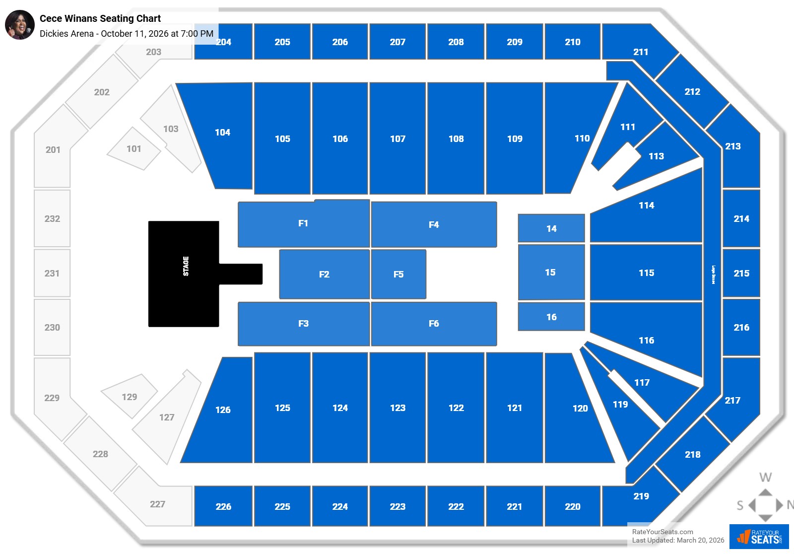 Cece Winans seating chart Dickies Arena
