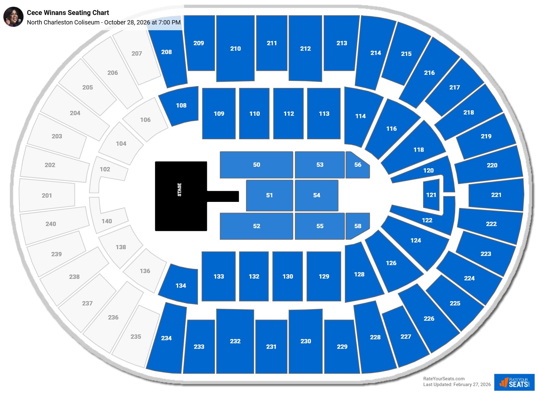 Cece Winans seating chart North Charleston Coliseum