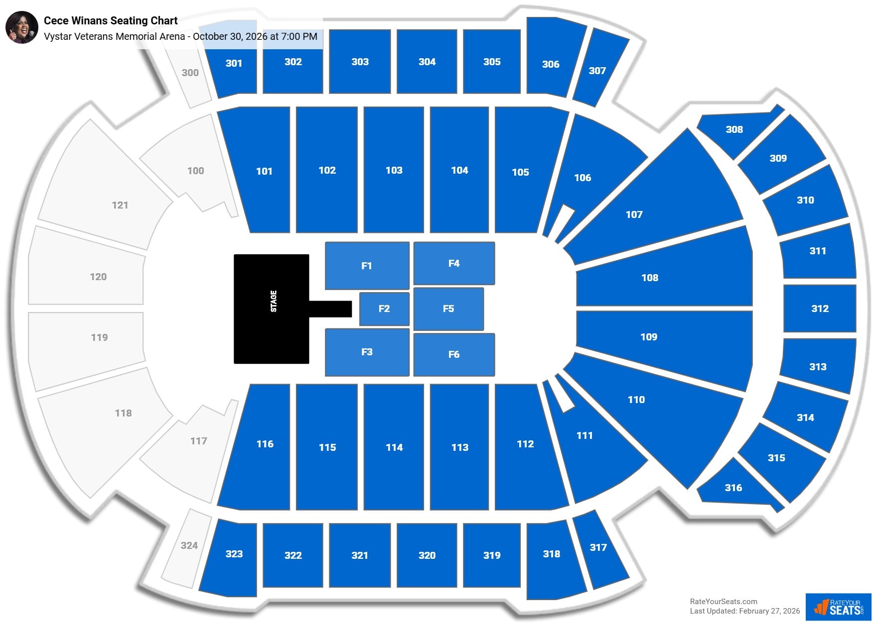 Cece Winans seating chart Vystar Veterans Memorial Arena