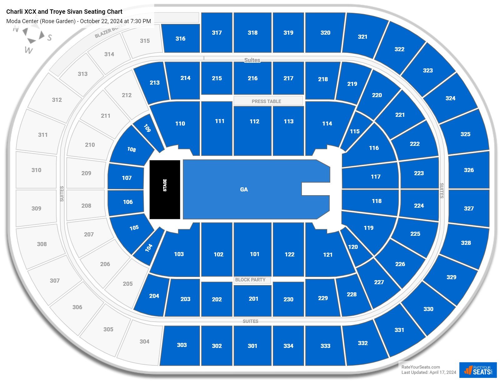 Moda Center Concert Seating Chart - RateYourSeats.com