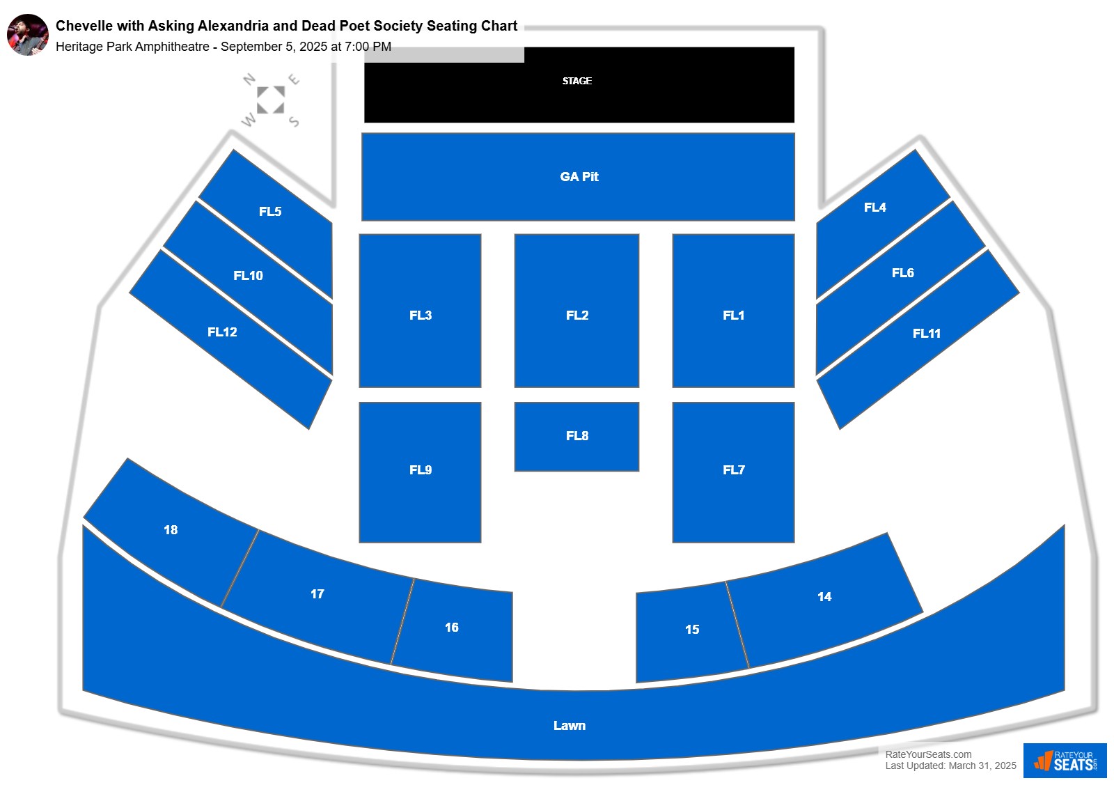 Chevelle with Asking Alexandria and Dead Poet Society seating chart Heritage Park Amphitheatre