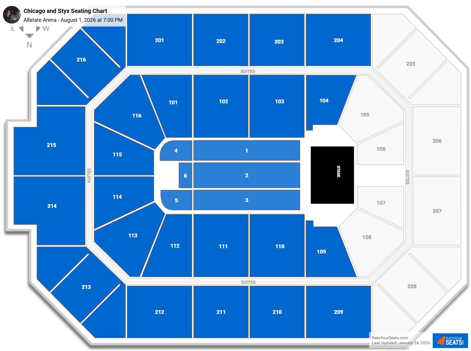 Chicago and Styx seating chart Allstate Arena