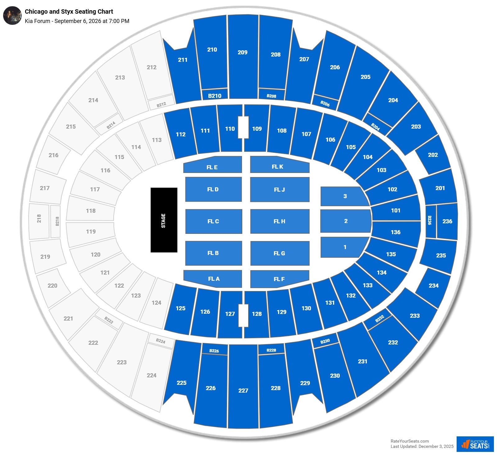 Chicago and Styx seating chart Kia Forum