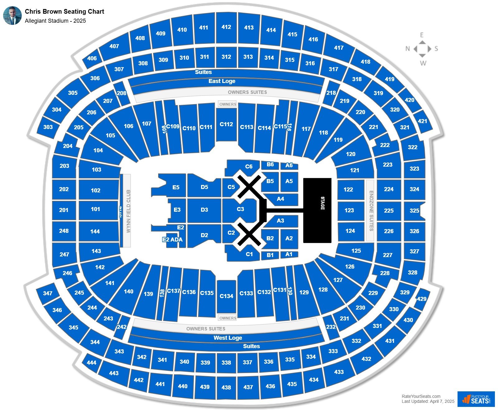Chris Brown seating chart Allegiant Stadium