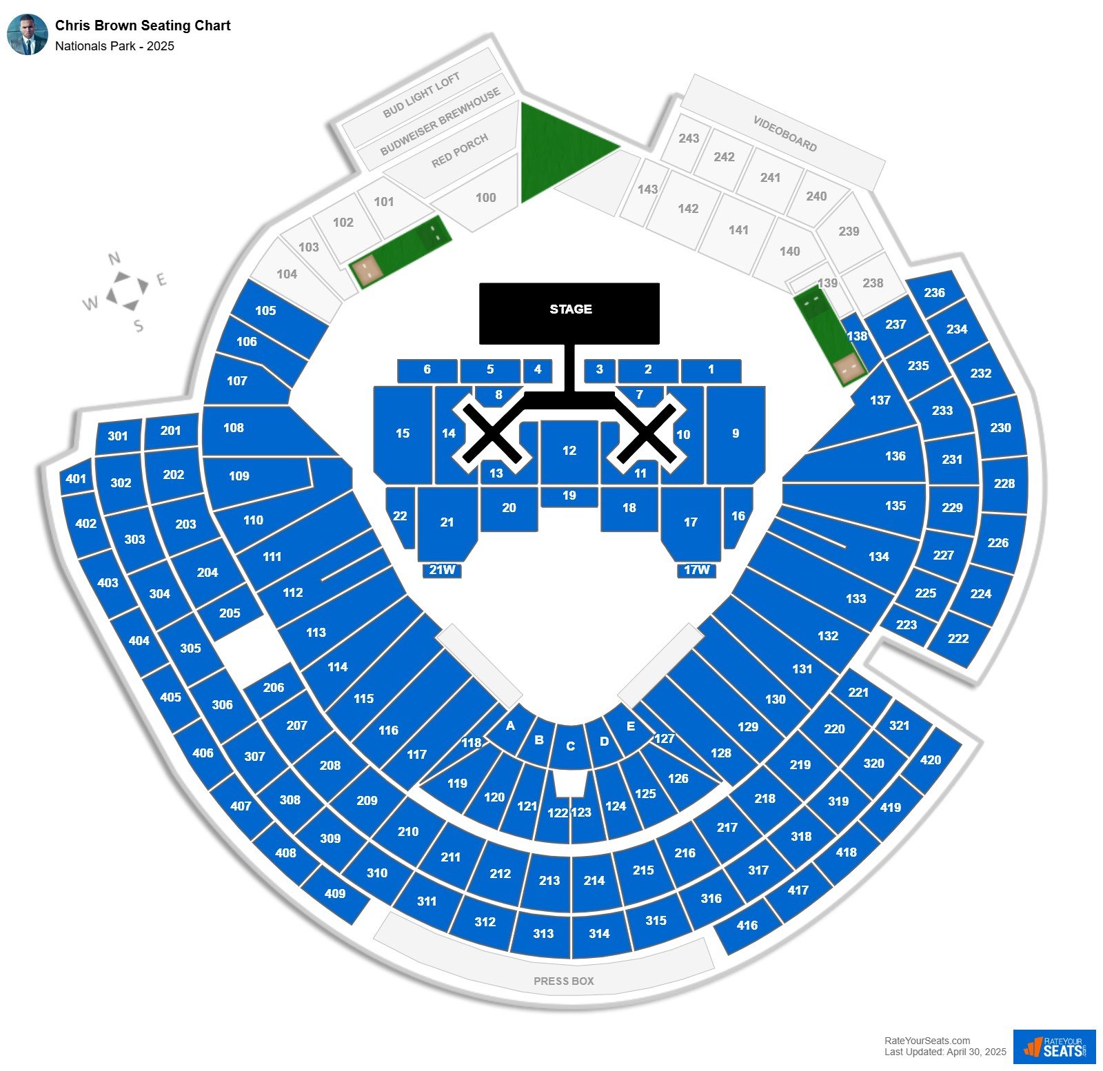 Chris Brown seating chart Nationals Park