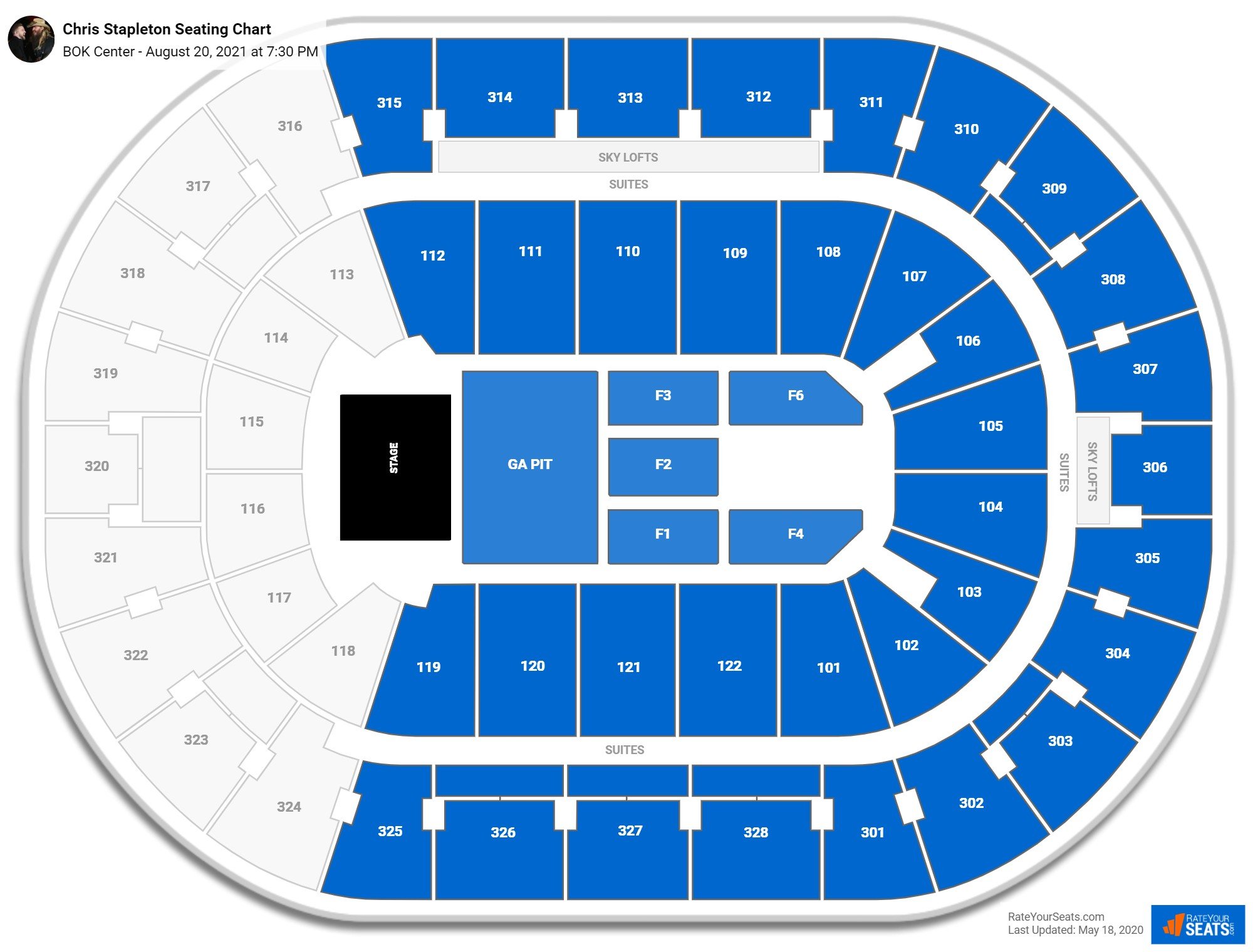 BOK Center Seating Charts for Concerts - RateYourSeats.com