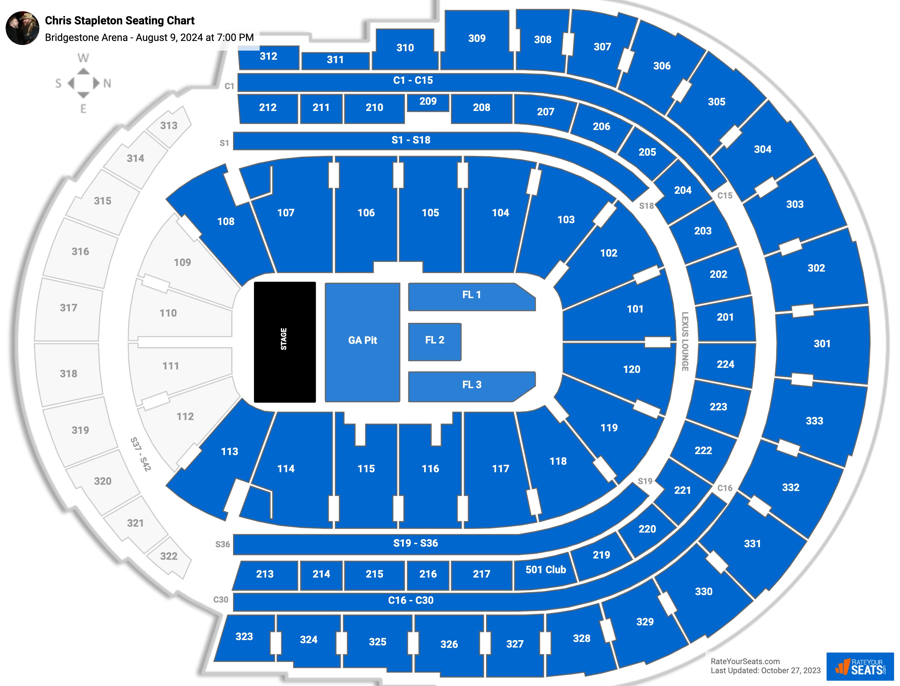 Bridgestone Arena Concert Seating Chart - RateYourSeats.com