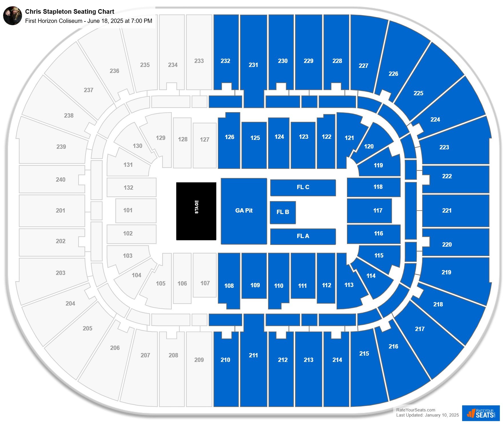 Chris Stapleton seating chart First Horizon Coliseum
