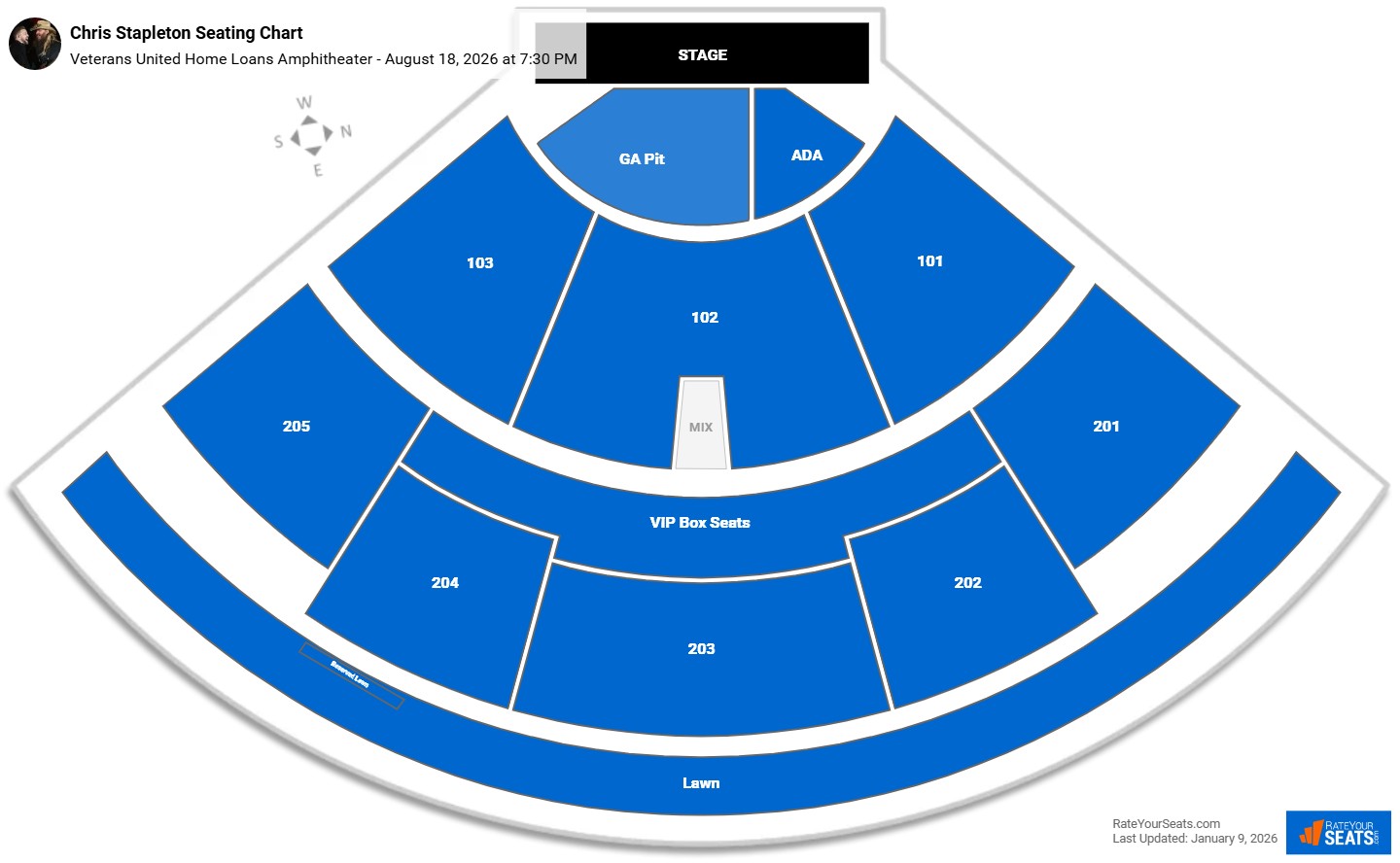 Chris Stapleton seating chart Veterans United Home Loans Amphitheater