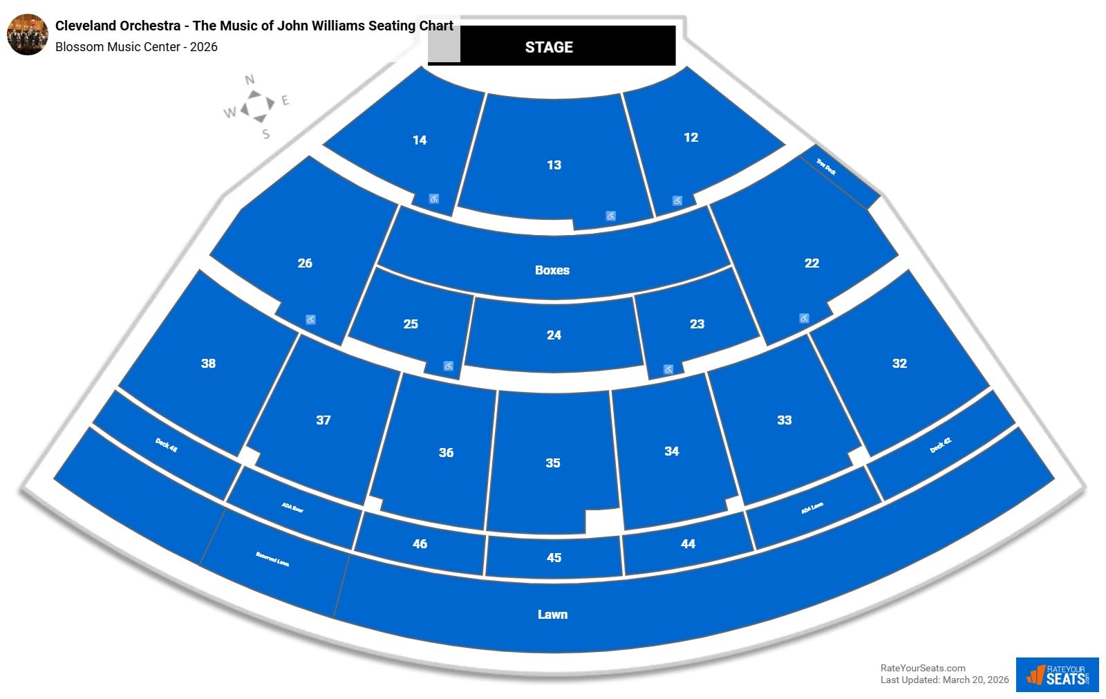 Cleveland Orchestra - The Music of John Williams seating chart Blossom Music Center