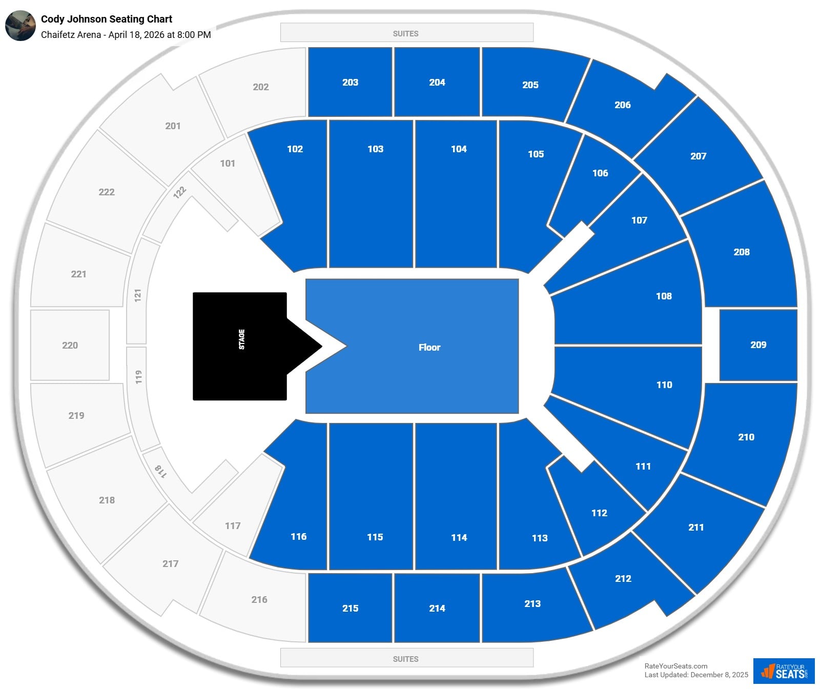 Cody Johnson seating chart Chaifetz Arena