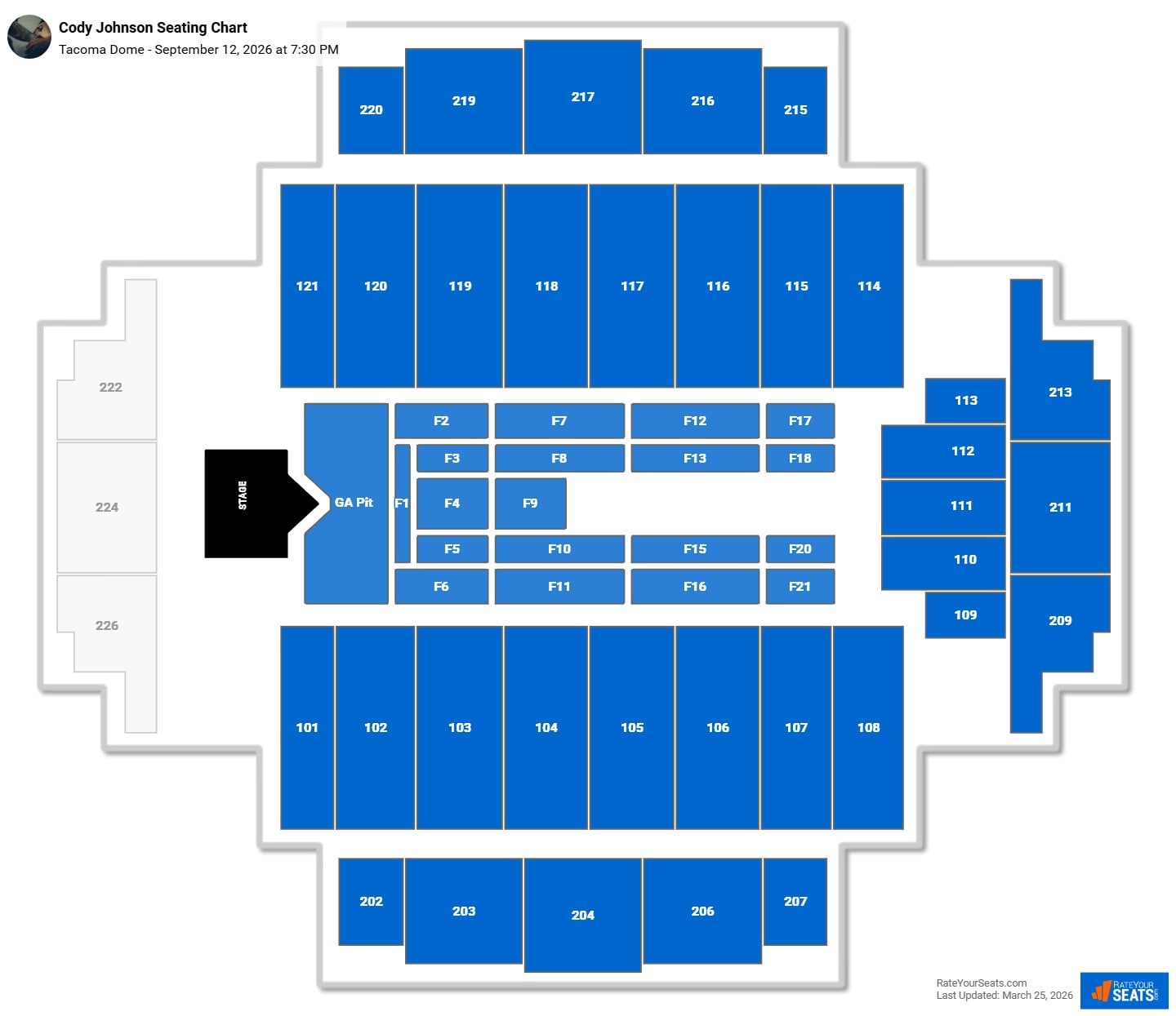 Cody Johnson seating chart Tacoma Dome