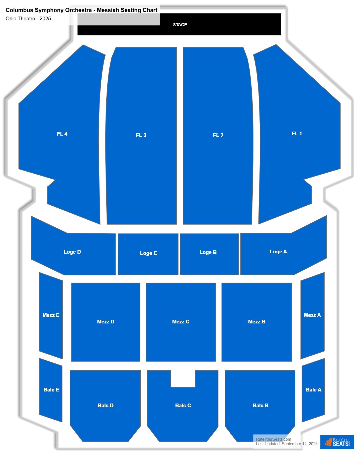 Columbus Symphony Orchestra - Messiah seating chart Ohio Theatre