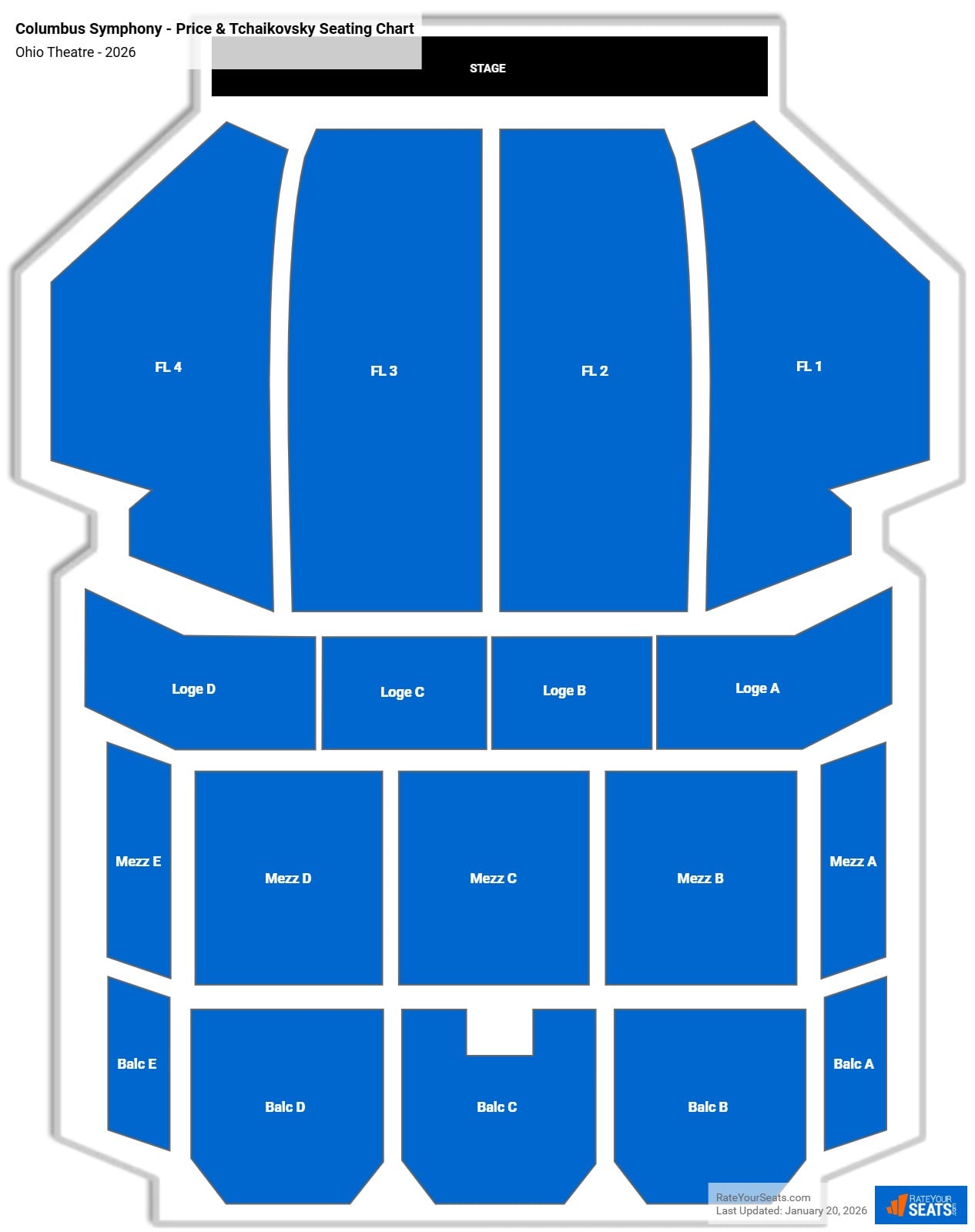 Columbus Symphony - Price & Tchaikovsky seating chart Ohio Theatre